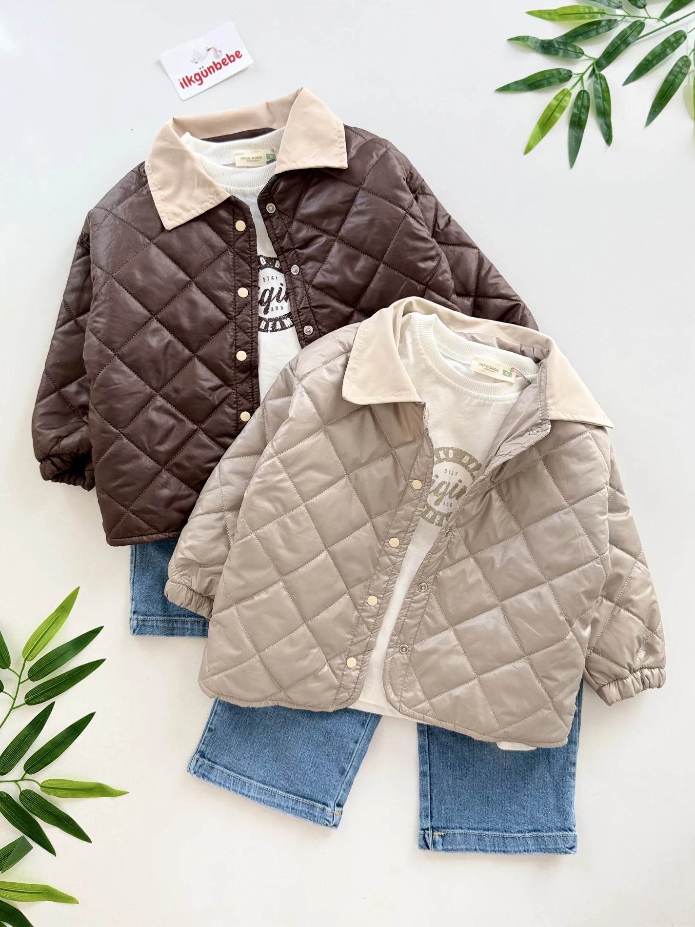 Kapitone Ceketli Kot Pantalonlu 3’lü Takım