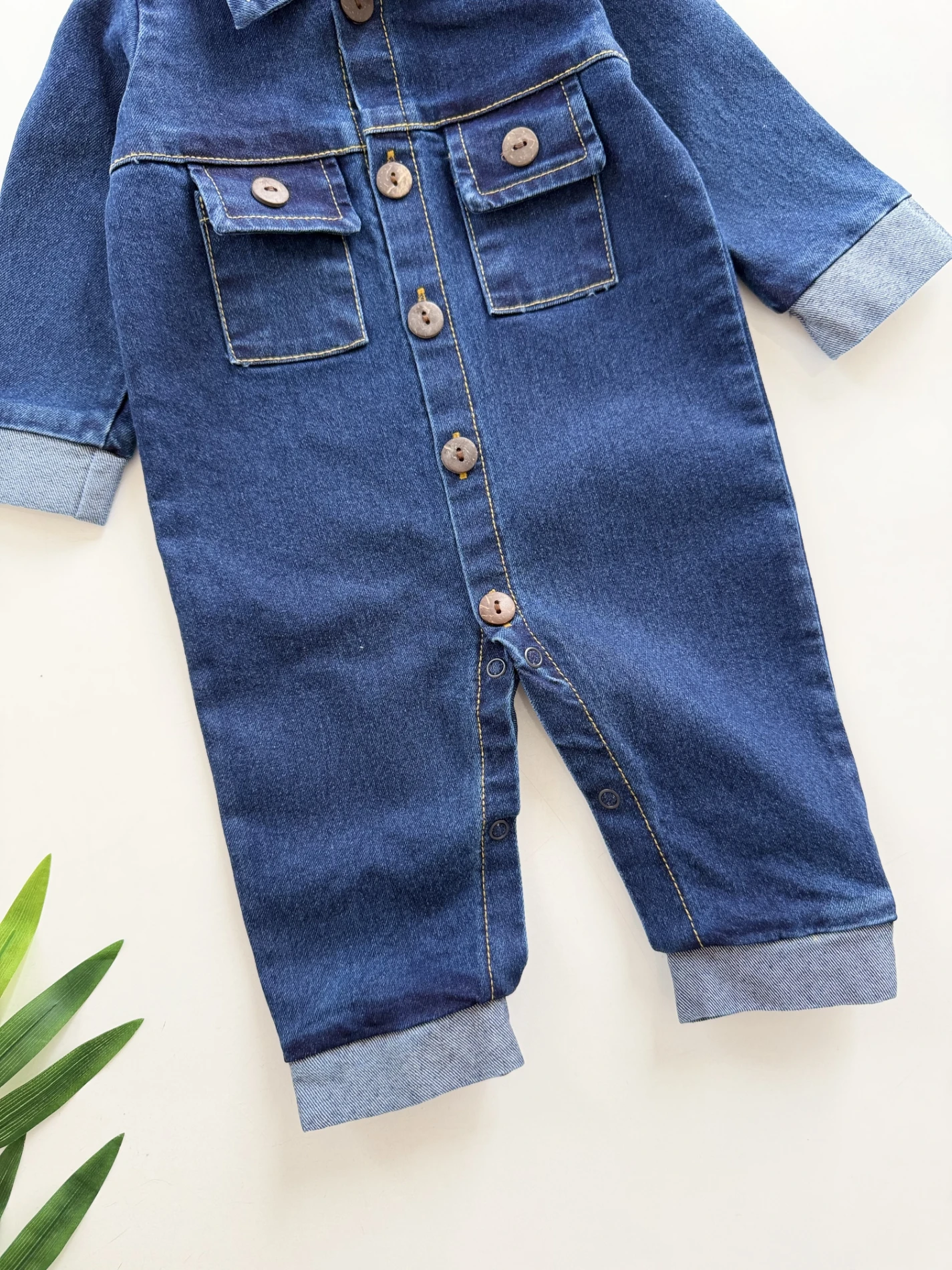 Likralı  Esnek Çetin Detaylı  Kot Tulum