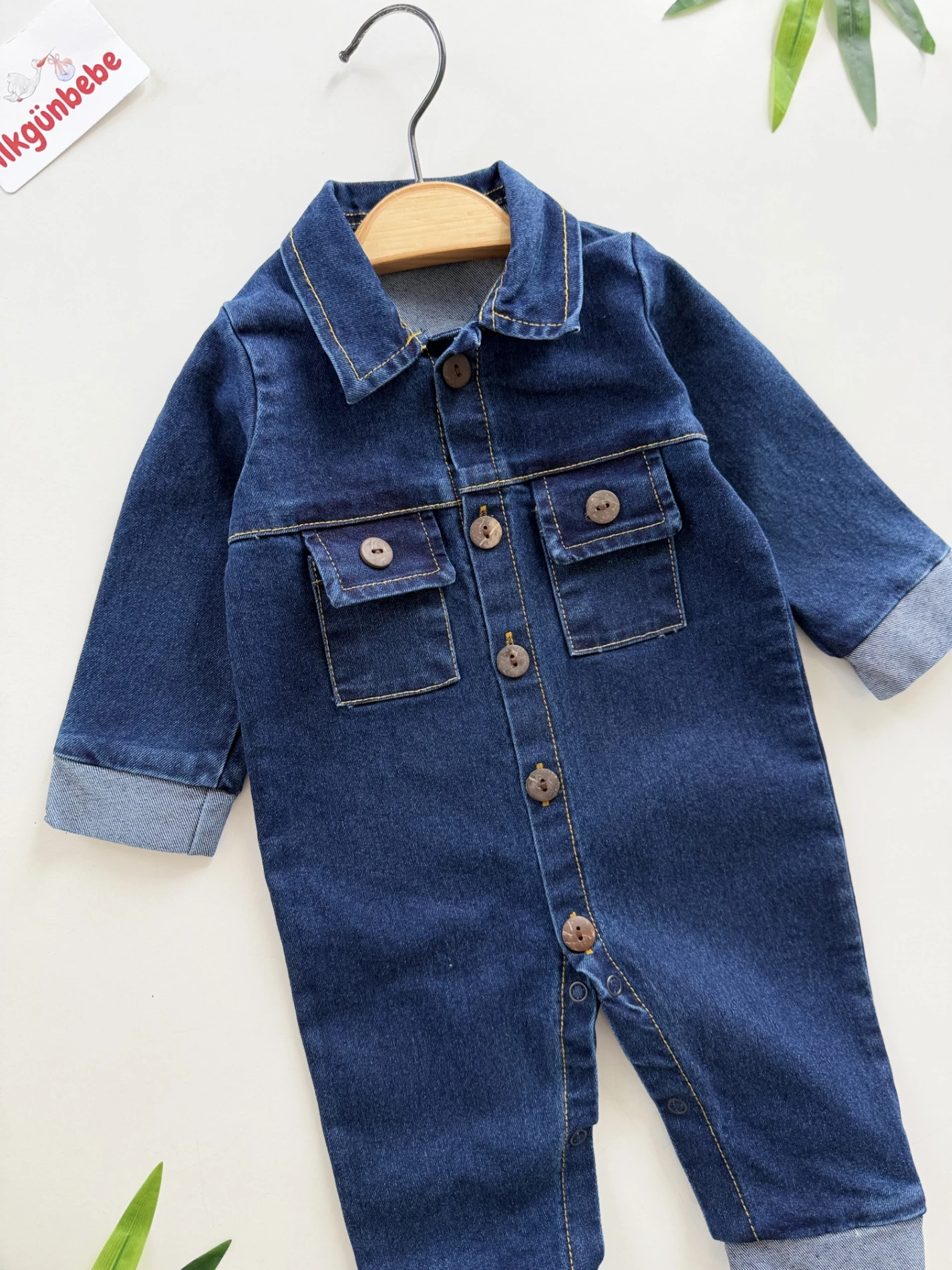 Likralı  Esnek Çetin Detaylı  Kot Tulum