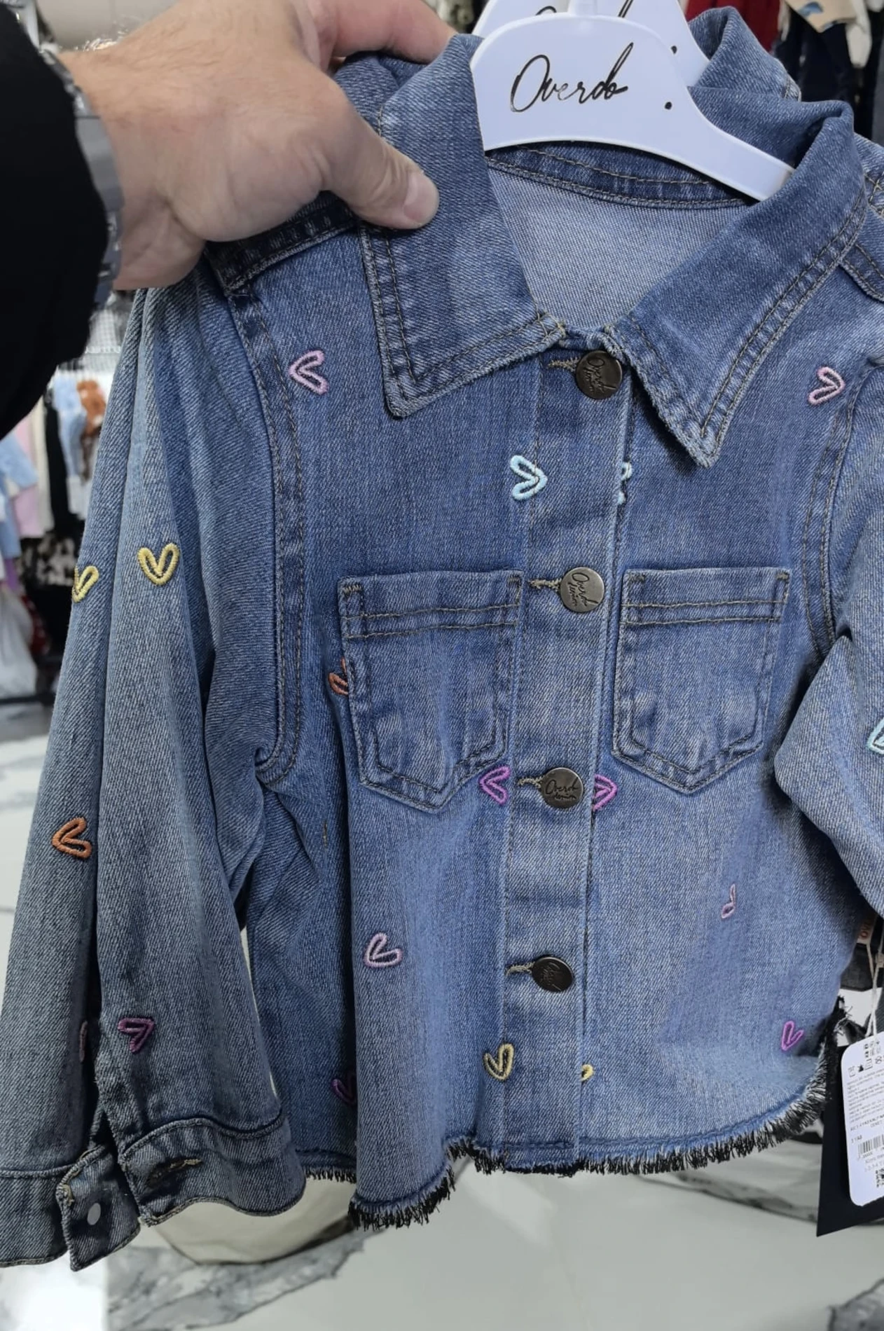 Kalp Nakışlı Kot  Fırfır Detaylı Etek Denim  