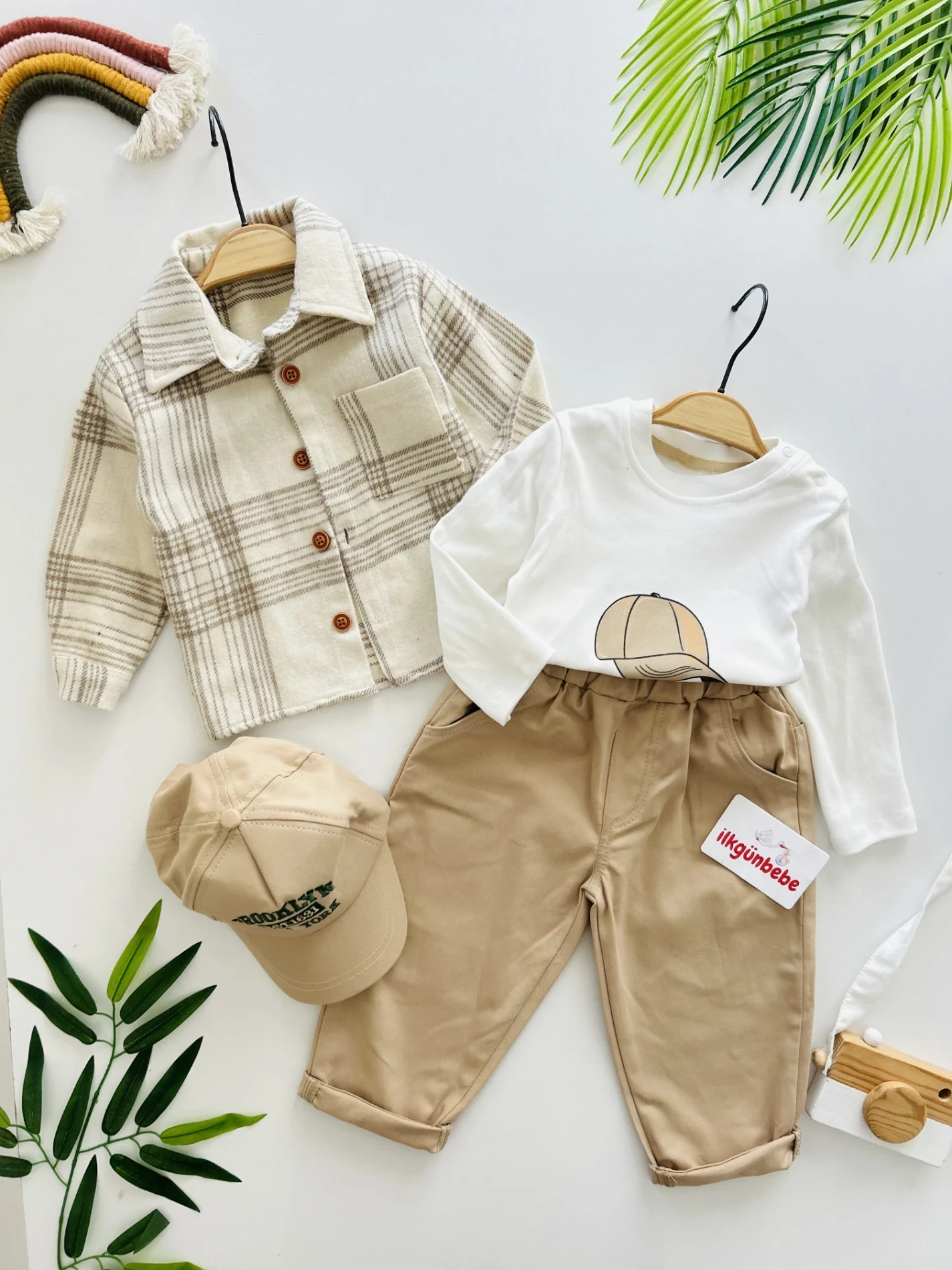 Oduncu Gömlek Şapkalı Oversize Hiphop Pantolon Badili 4lü Erkek Çocuk ve Bebek Takım