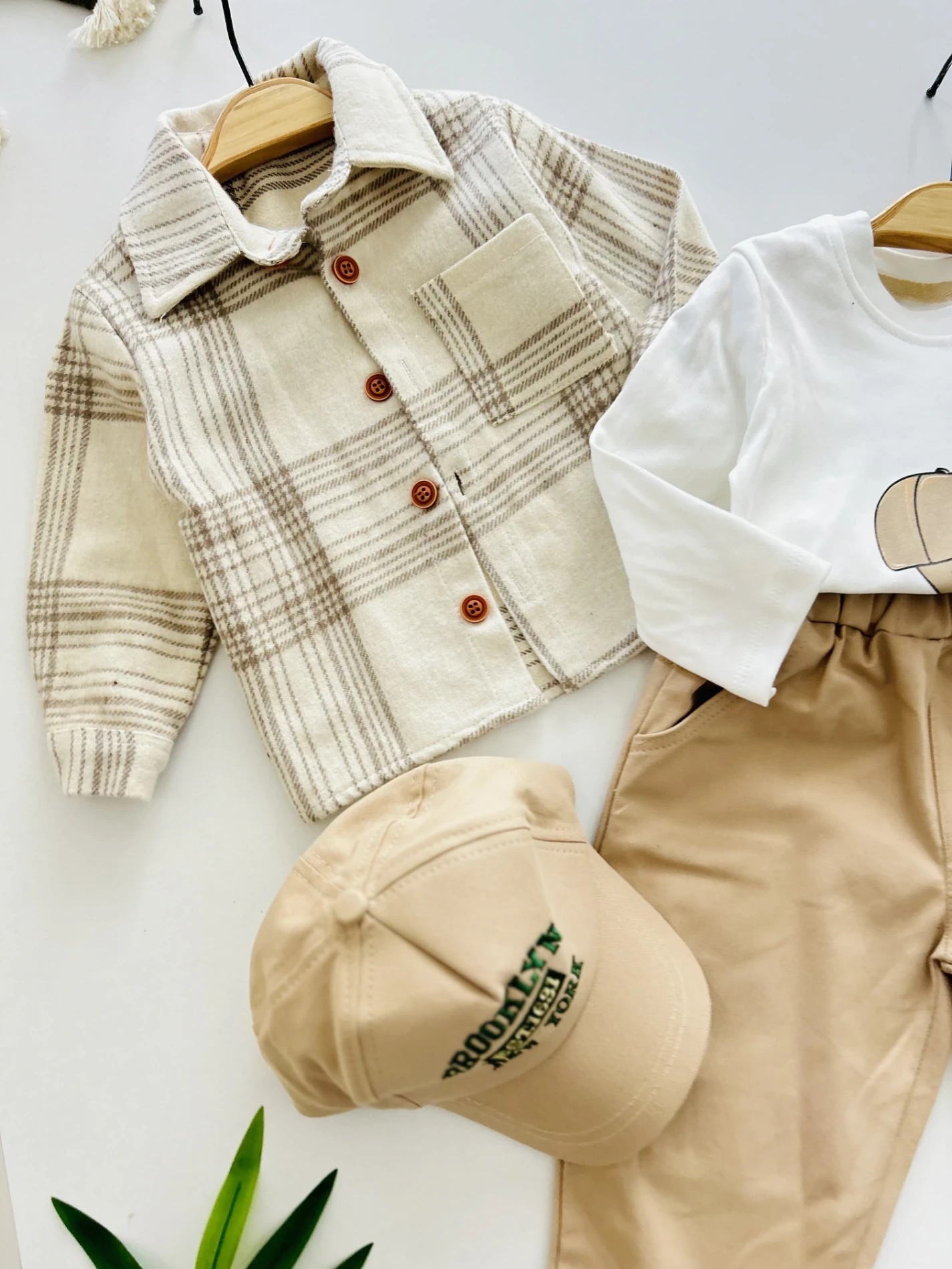 Oduncu Gömlek Şapkalı Oversize Hiphop Pantolon Badili 4lü Erkek Çocuk ve Bebek Takım