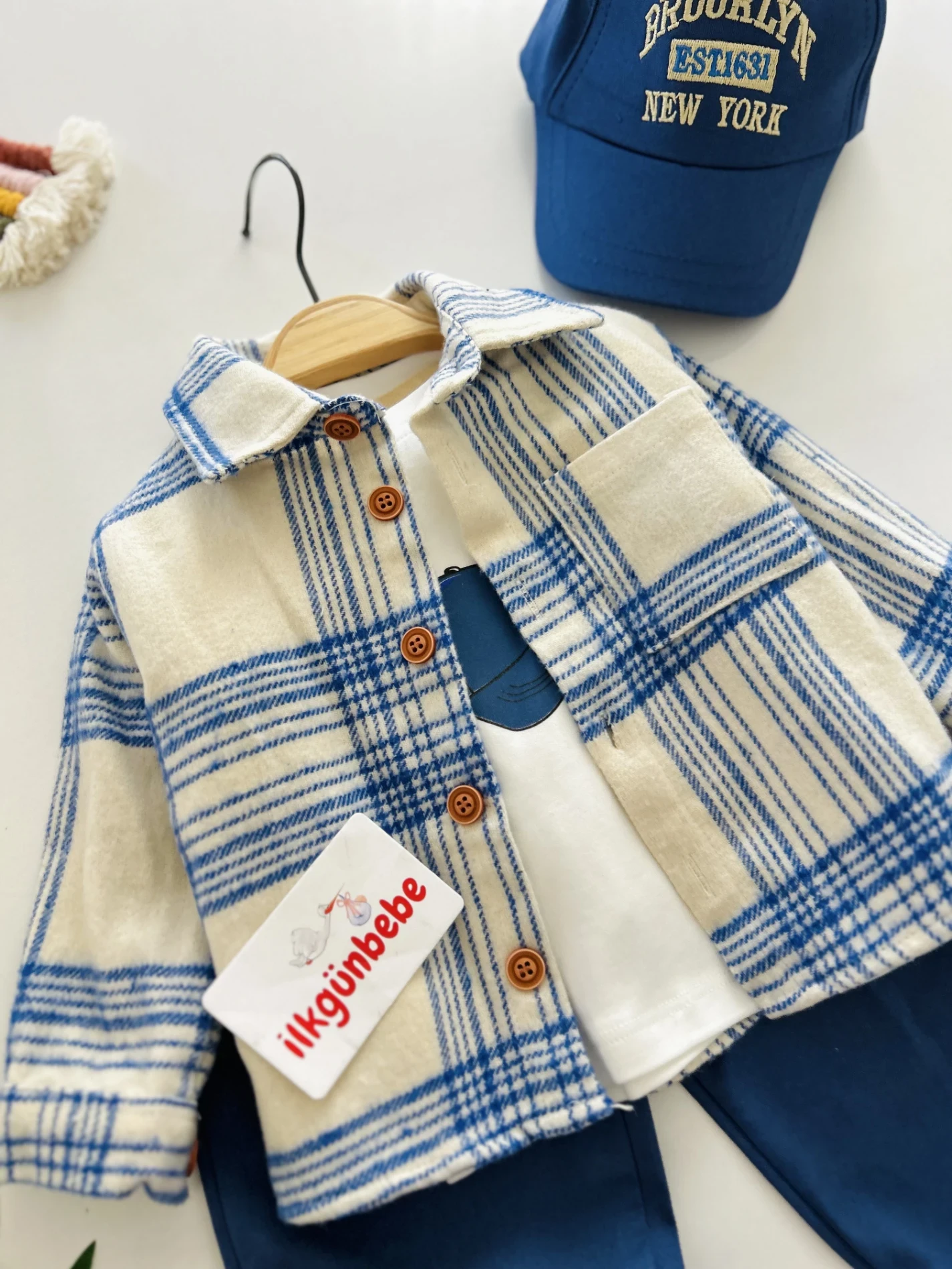 Oduncu Gömlek Şapkalı Oversize Hiphop Pantolon Badili 4lü Erkek Çocuk ve Bebek Takım