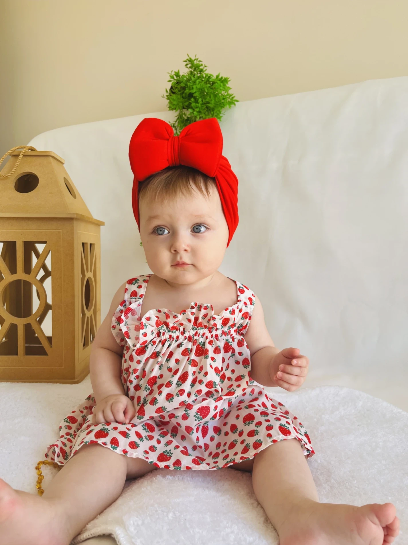 Çilek Desenli Kampanyalı Elbise 