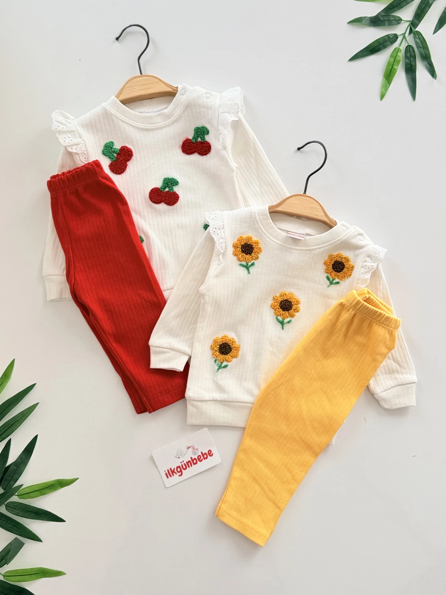 Nakış Detaylı %100 Pamuk 2’li Takım