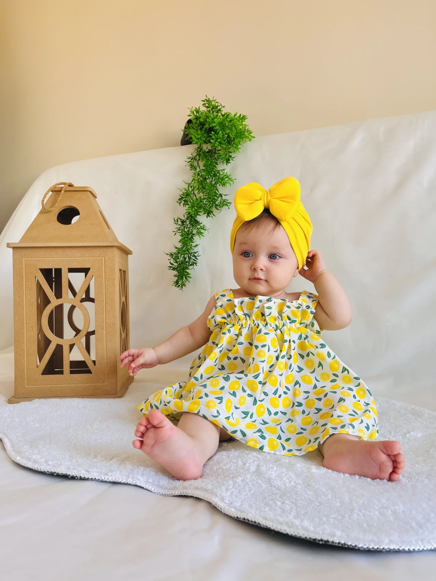 Limon  Desenli Kampanyalı Elbise 