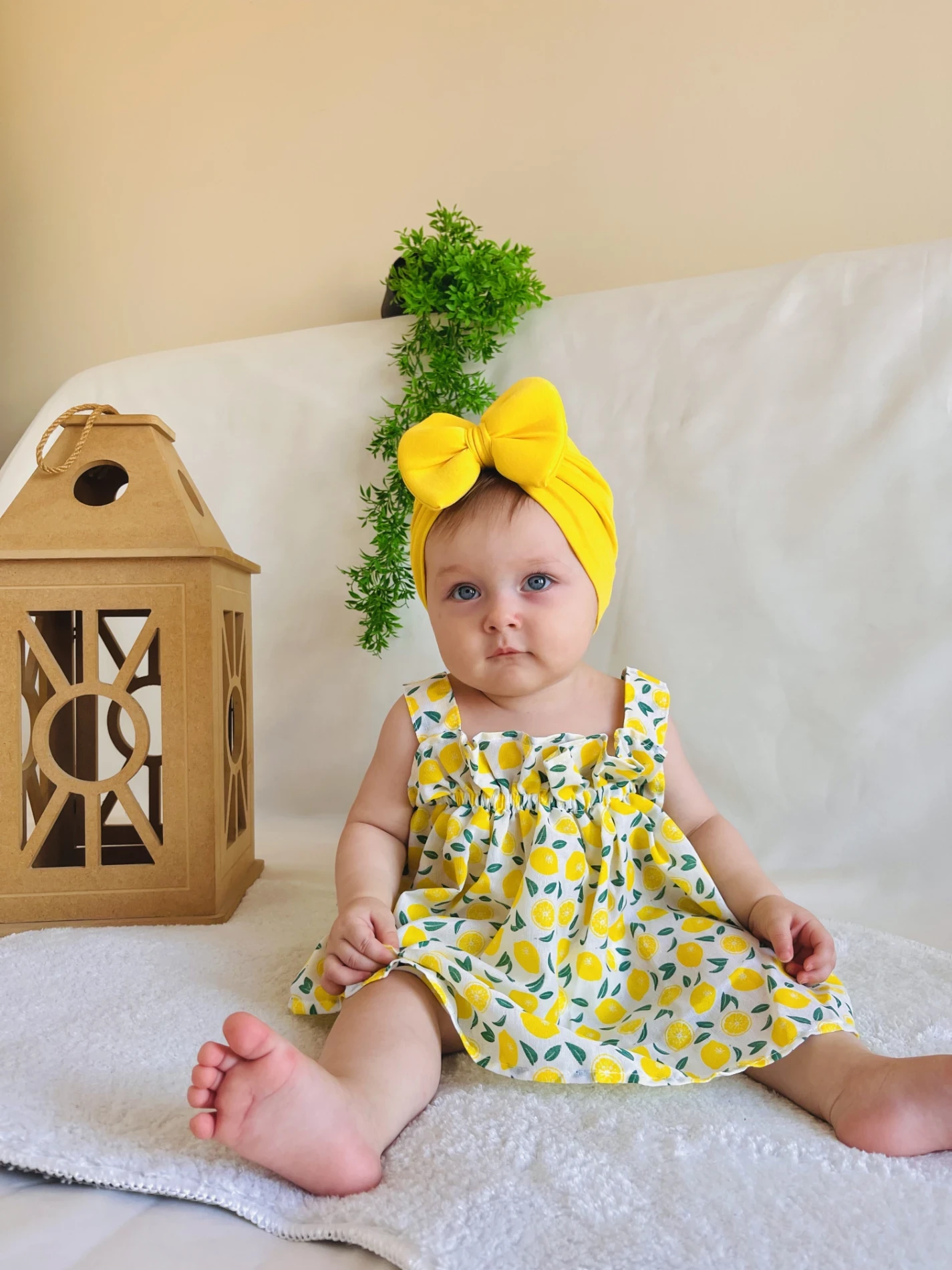 Limon  Desenli Kampanyalı Elbise 