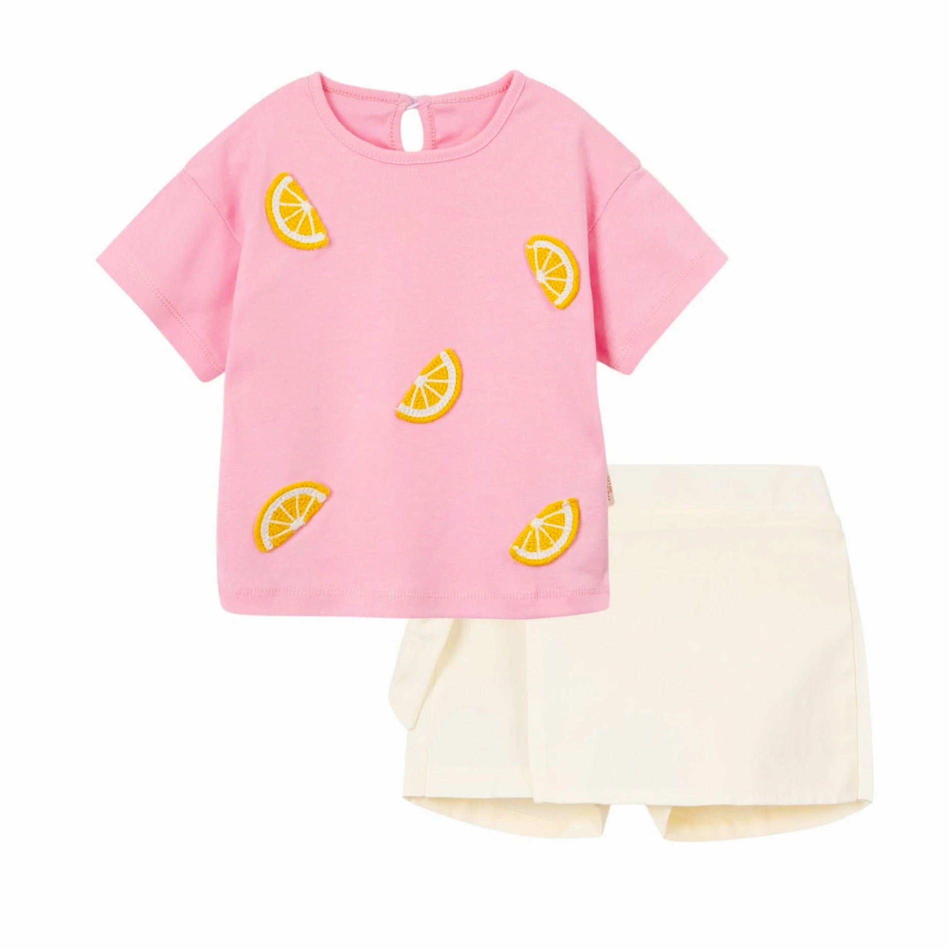 Örgü Limon Desenli Şort Etekli Takım