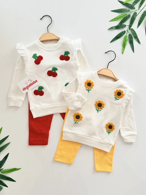 Nakış Detaylı %100 Pamuk 2’li Takım