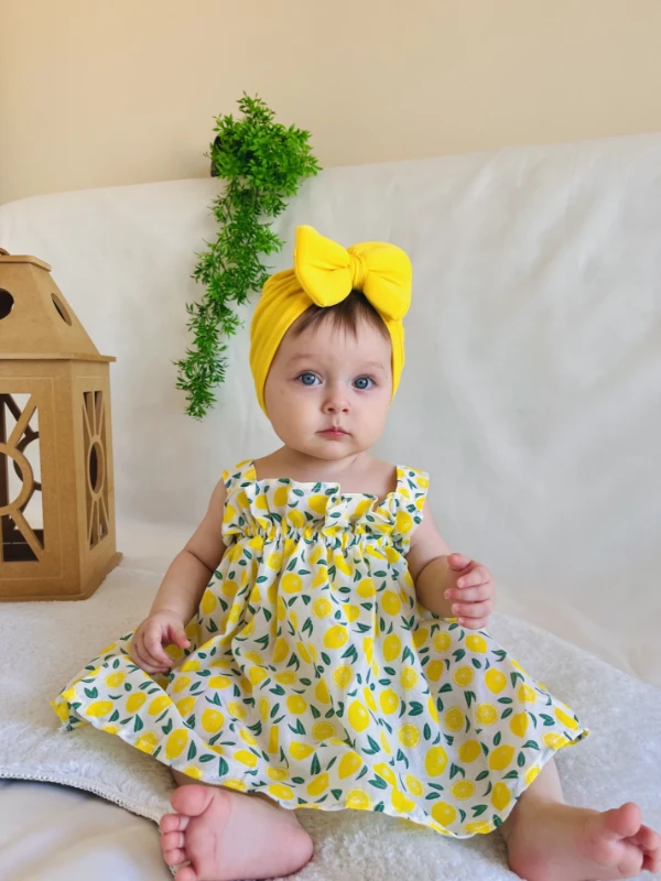 Limon  Desenli Kampanyalı Elbise 