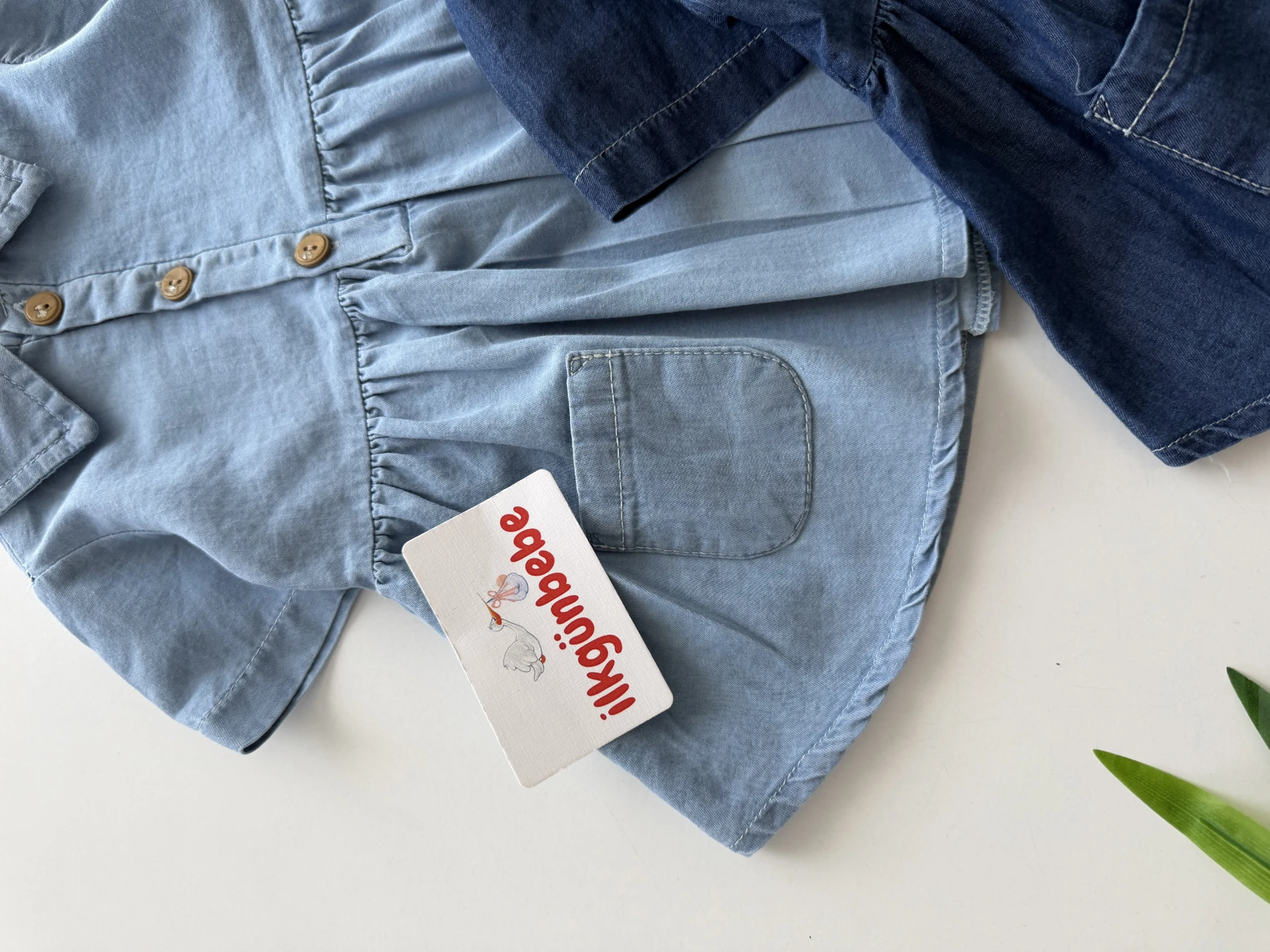 Denim Clara  – Düğmeli ve Cepli Bebek Kot Elbise