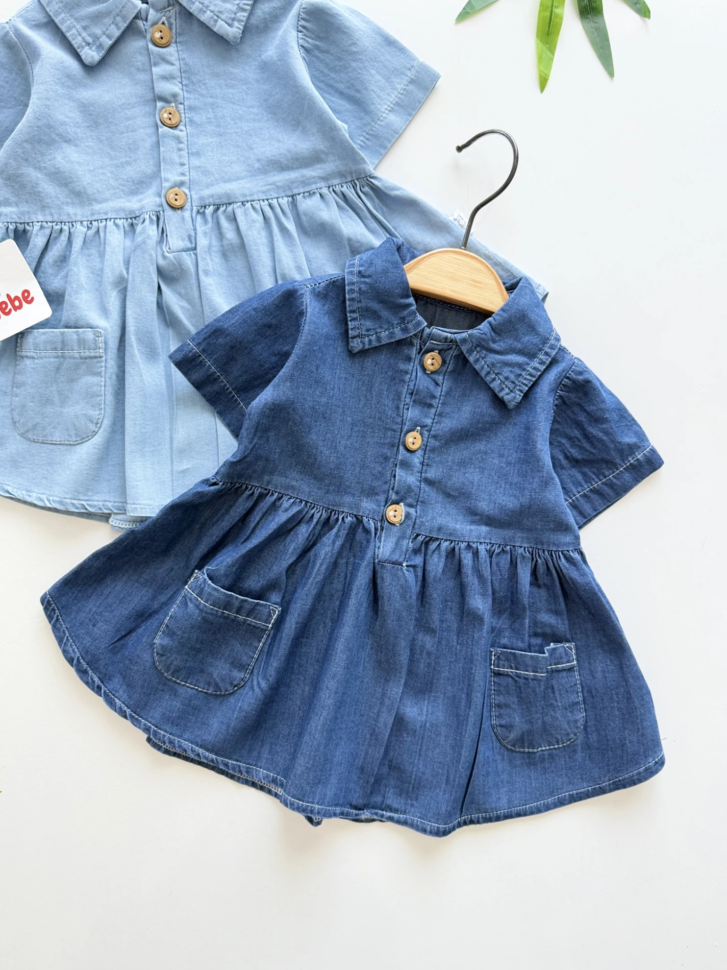 Denim Clara  – Düğmeli ve Cepli Bebek Kot Elbise