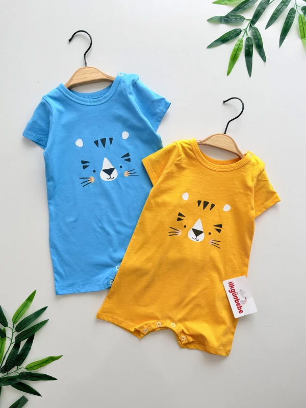 Dino-Roar – Figürlü ve Kabartma Detaylı Bebek Şort Tulum