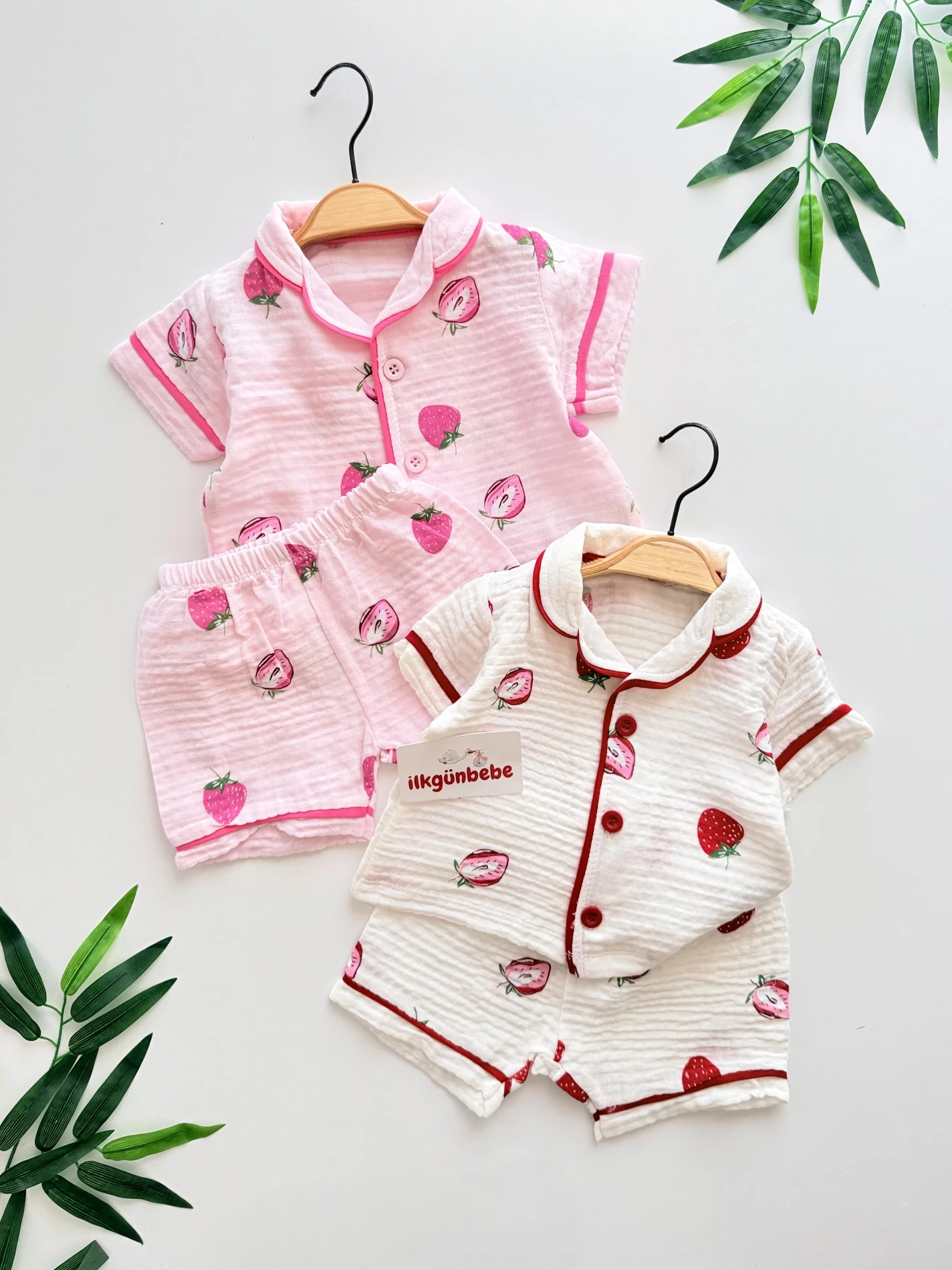 Çilek Temalı Müslin Yazlık Pijama