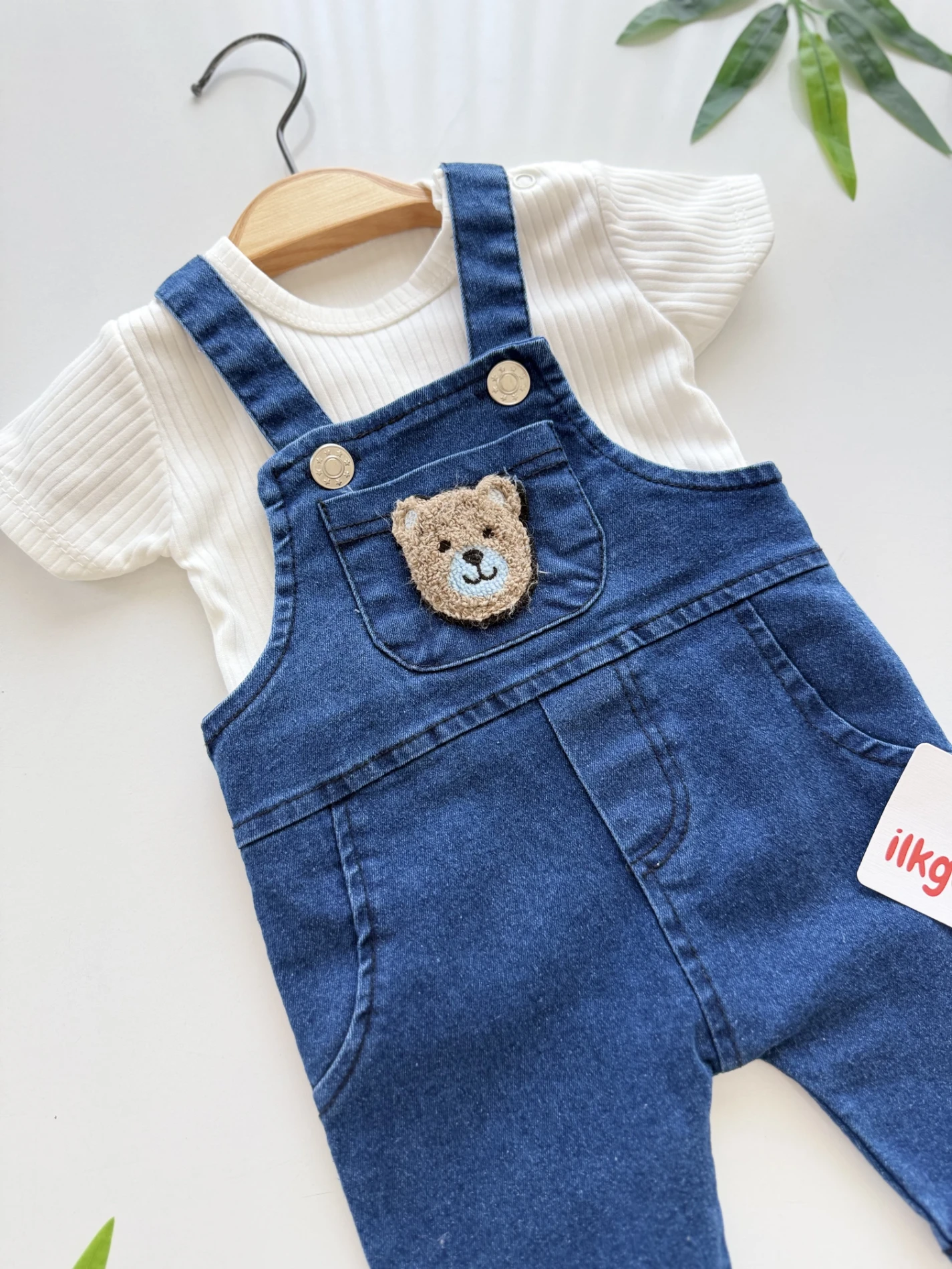 Teddy Bodyli Kot Salopetli Set