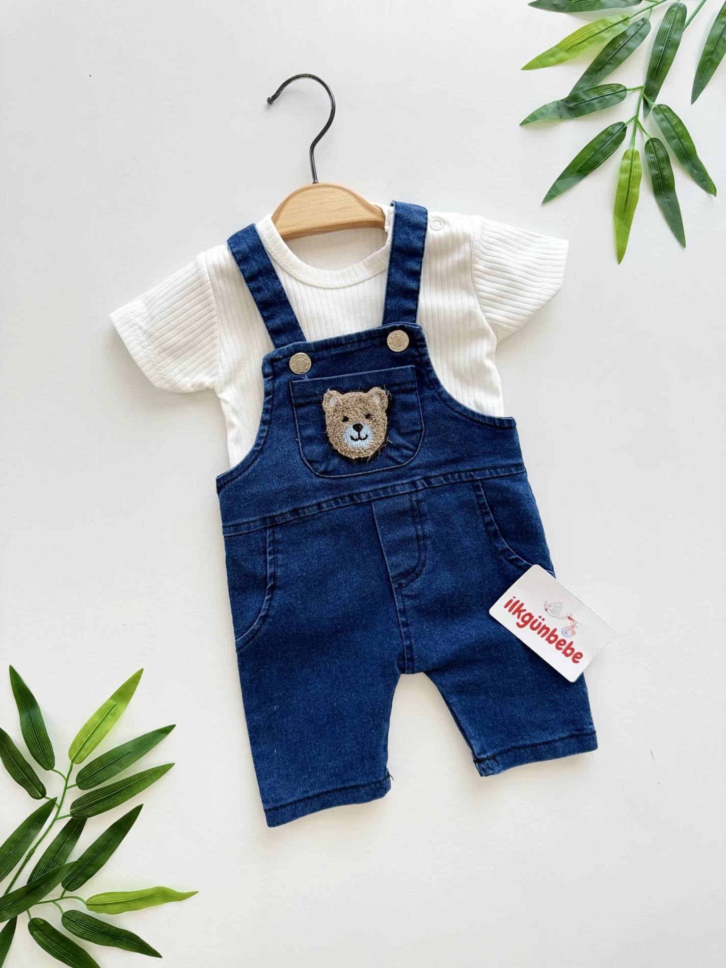 Teddy Bodyli Kot Salopetli Set