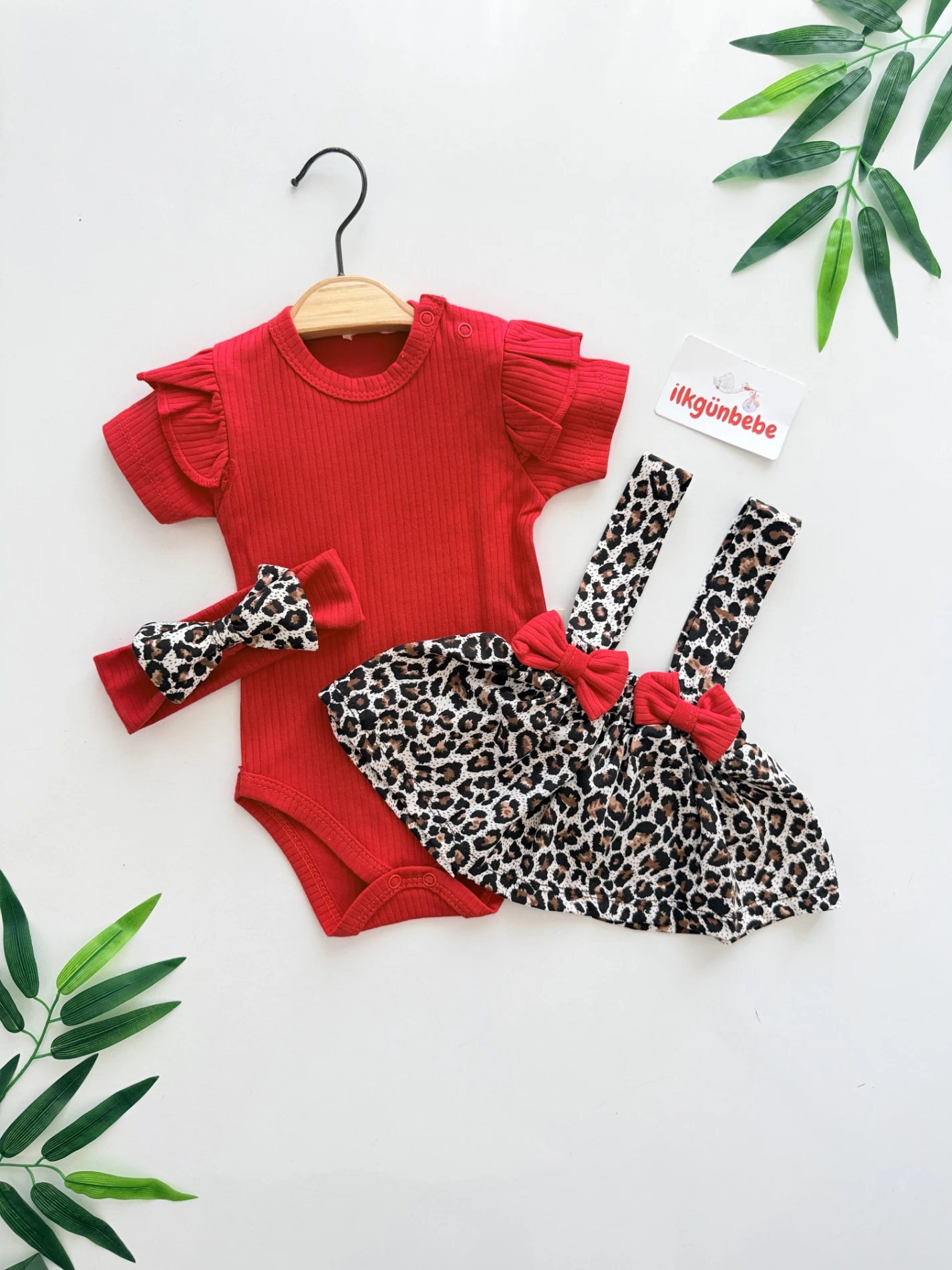 Leogirl 3 Parça Bandanalı Romper Set