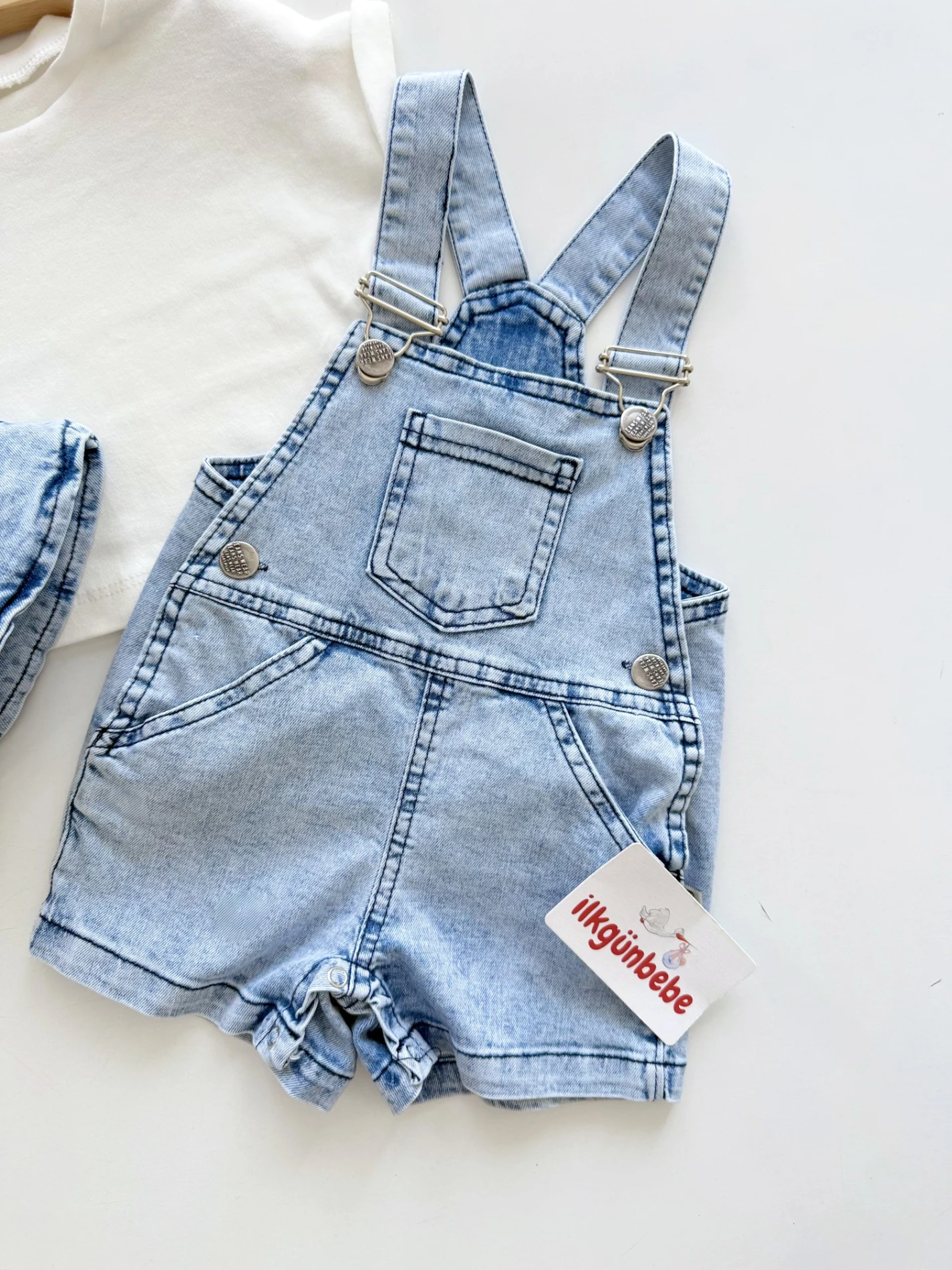 Denim Kot Bahçıvan Salopet & Bucket Şapka Takımı