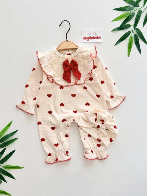 Fiyonk Yaka Detaylı  Müslin Boneli Tulum