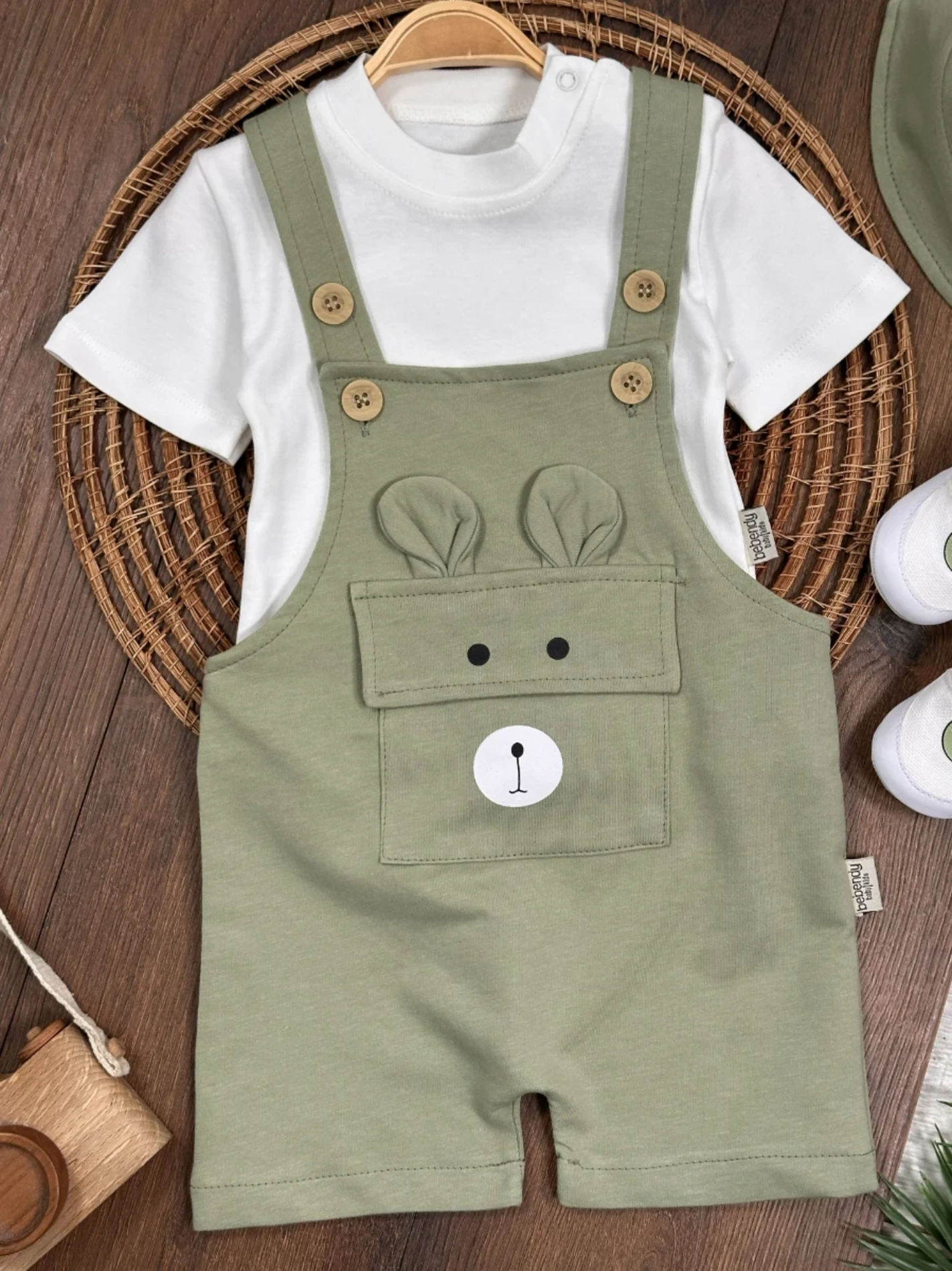 Dany Ayakkabılı Bucket Şapkalı  Badili Yazlık 4lü Salopet Erkek Bebek Takım