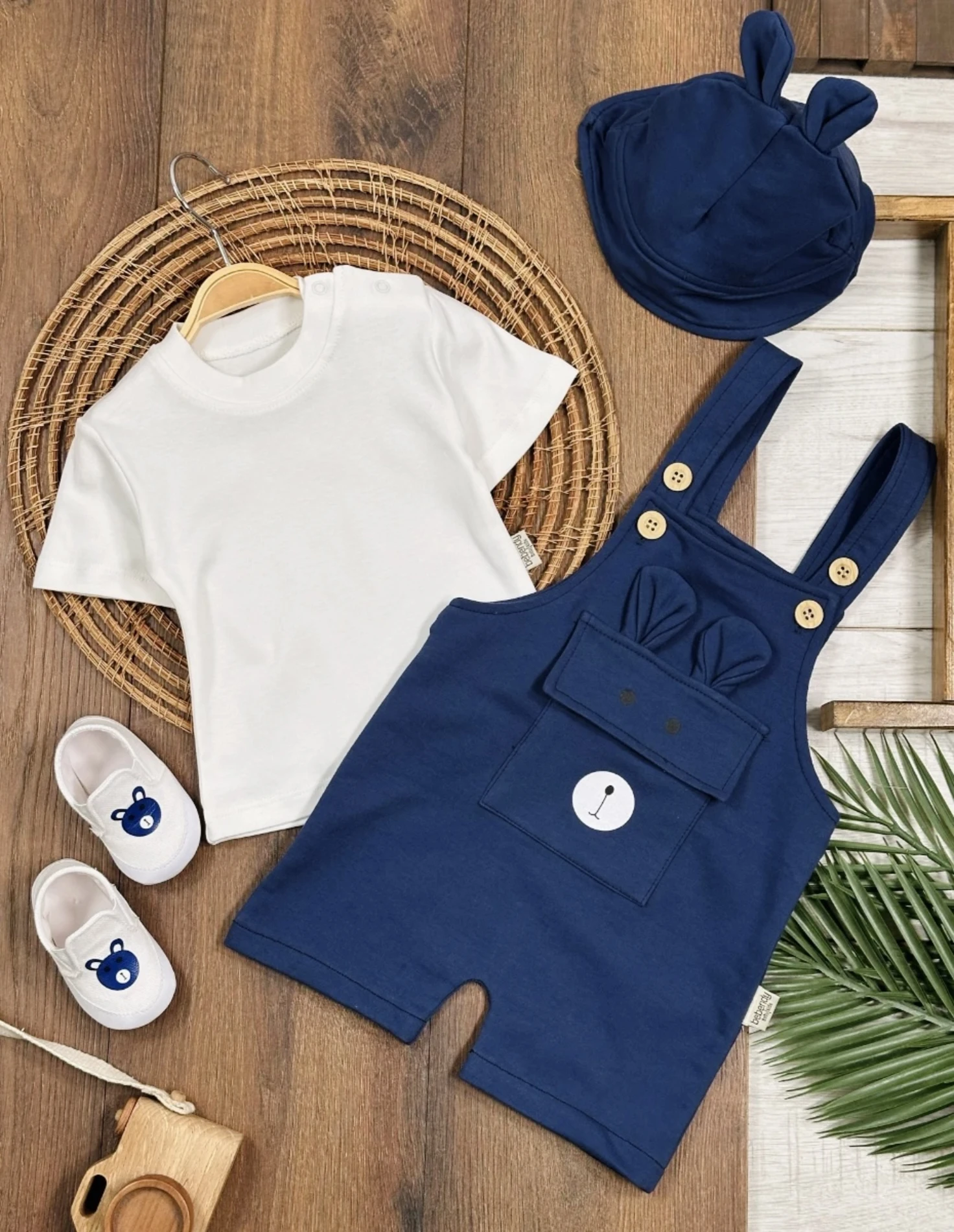 Dany Ayakkabılı Bucket Şapkalı  Badili Yazlık 4lü Salopet Erkek Bebek Takım