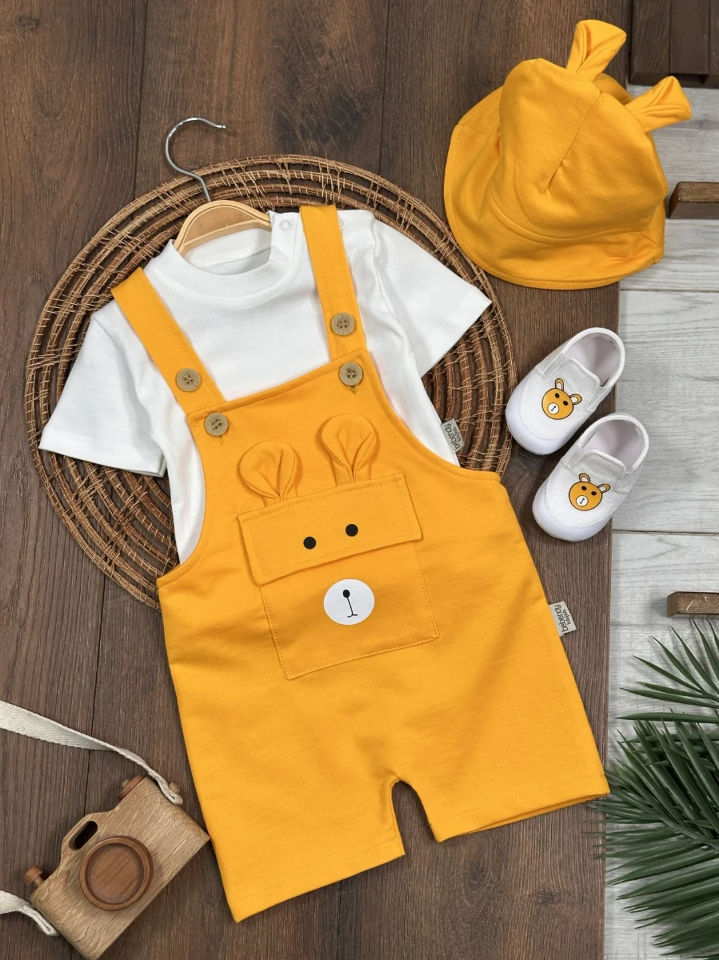 Dany Ayakkabılı Bucket Şapkalı  Badili Yazlık 4lü Salopet Erkek Bebek Takım