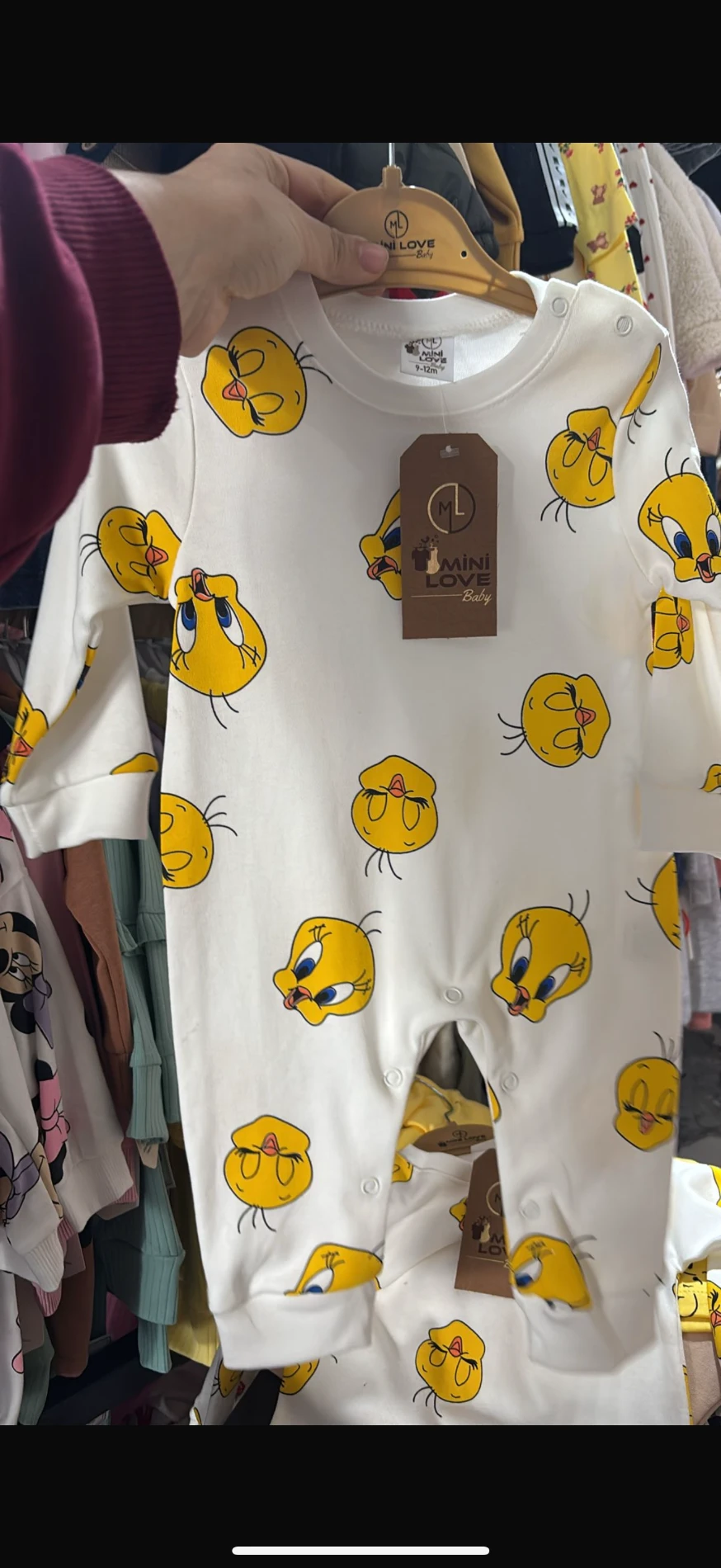 Tweety Desenli %100 Pamuk Ribanalı Kumaş Unisex Tulum