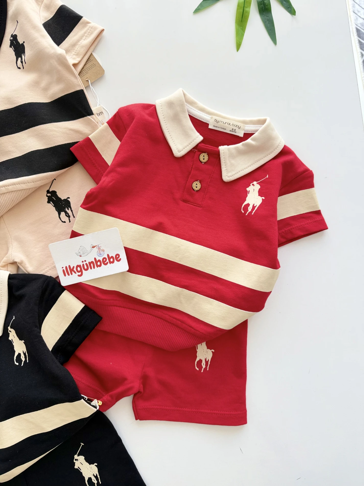 Marka Polo Yaka Çizgili Takım