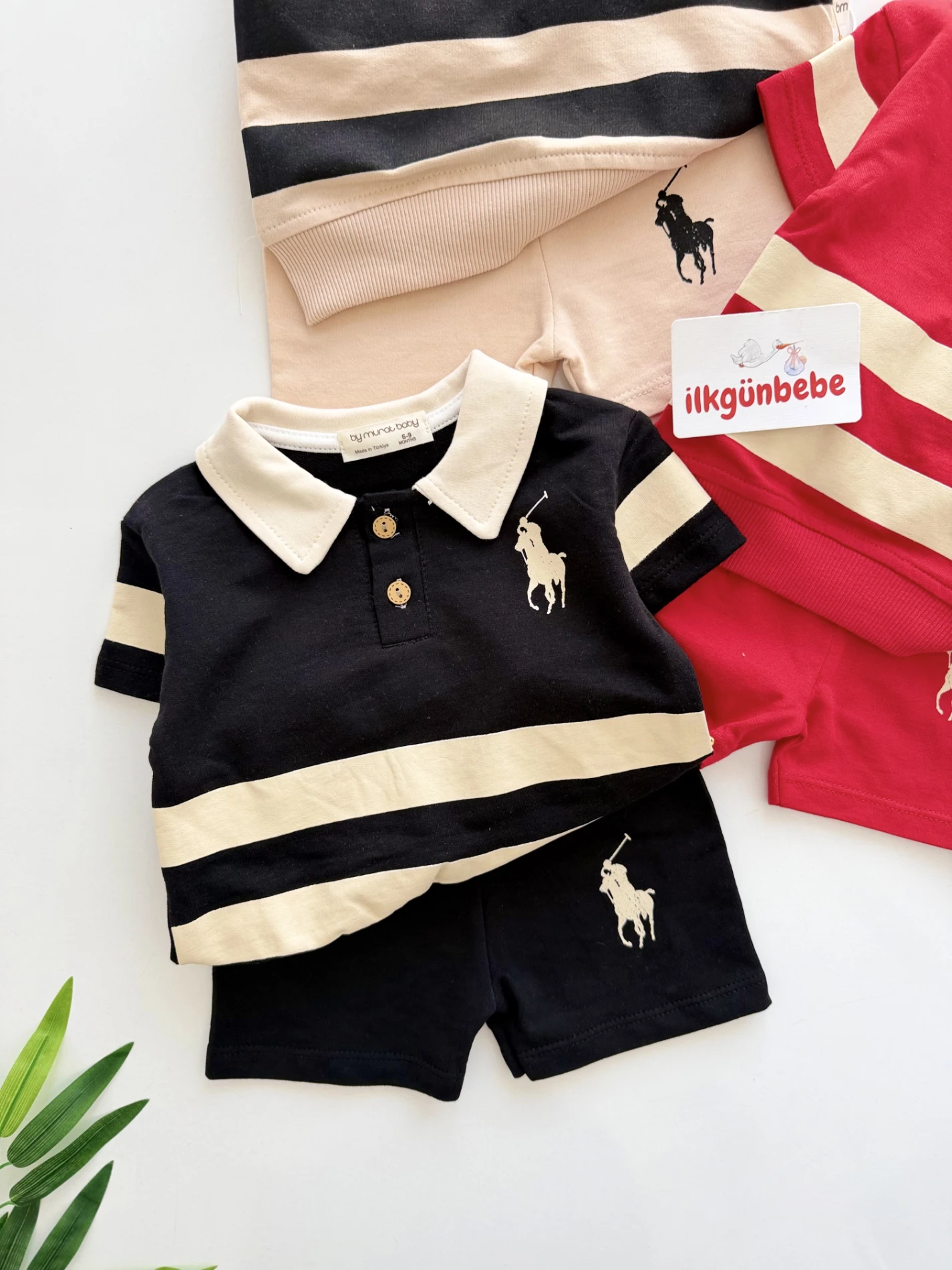 Marka Polo Yaka Çizgili Takım