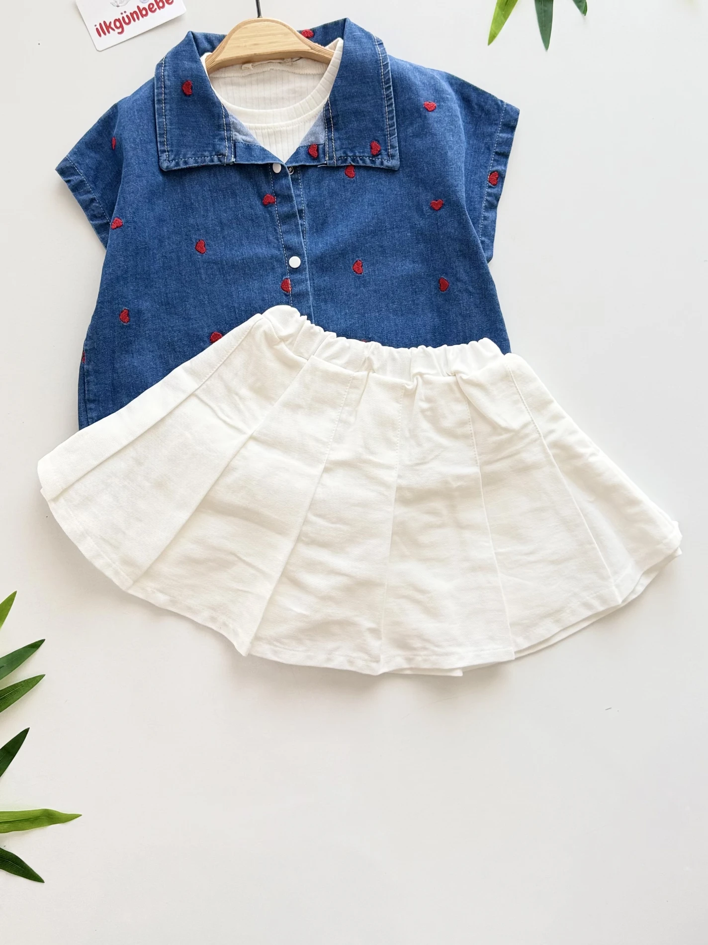 Kalpli Denim Şort Etekli 3’lü KotTakım