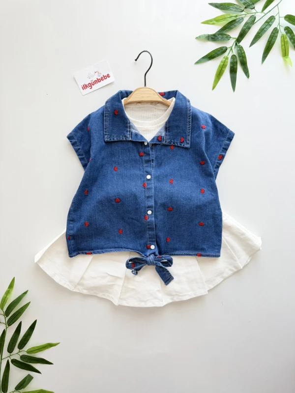 Kalpli Denim Şort Etekli 3’lü KotTakım