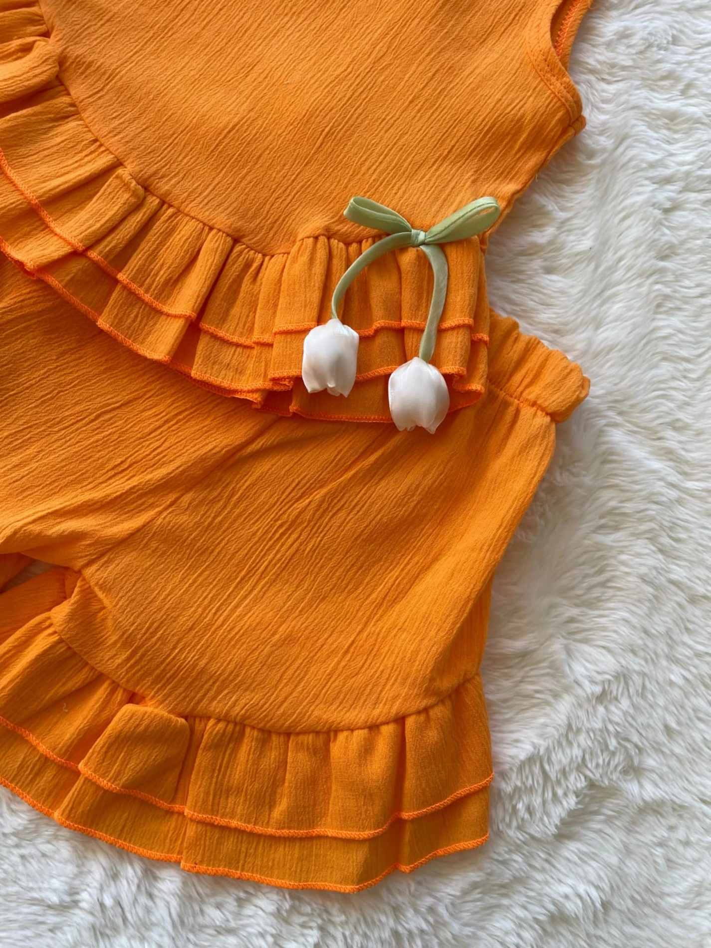 Lale Floral Müslin Kumal Fırfırlı Takım