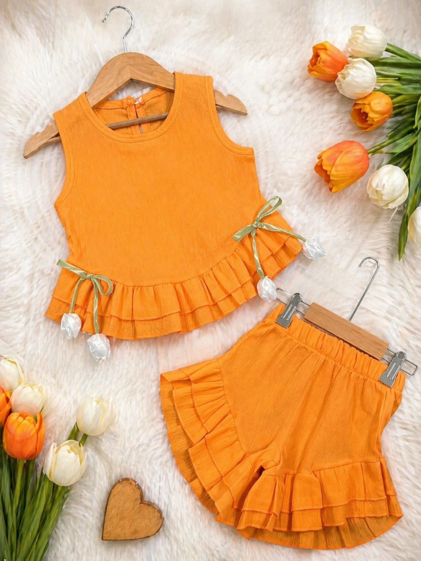 Lale Floral Müslin Kumal Fırfırlı Takım