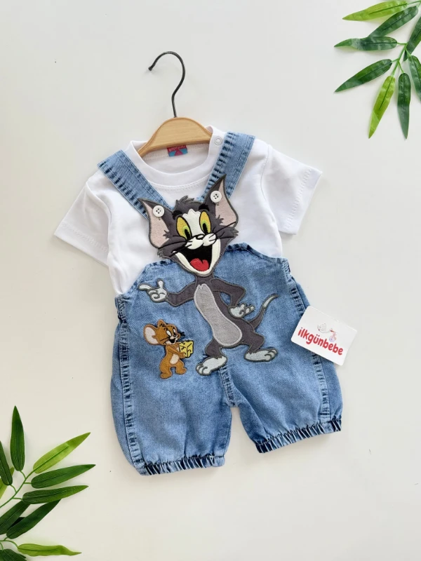 Tom & Jerry  Desenli  Unisex Kot Salopet & Body 