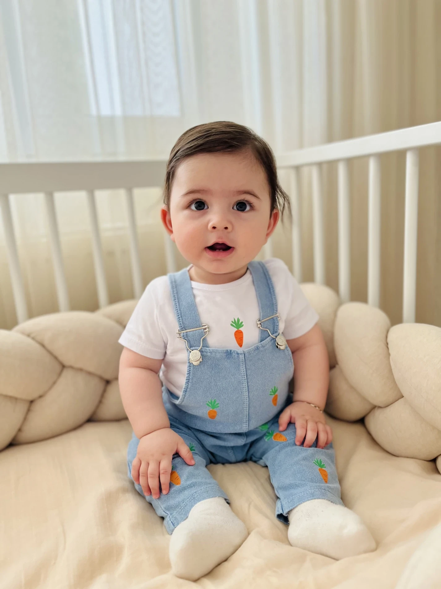 Havuç  Nakışlı Örme Yumuşacık Likralı Esnek Kumaşlı Salopetli 2’li Premium Kalite Set