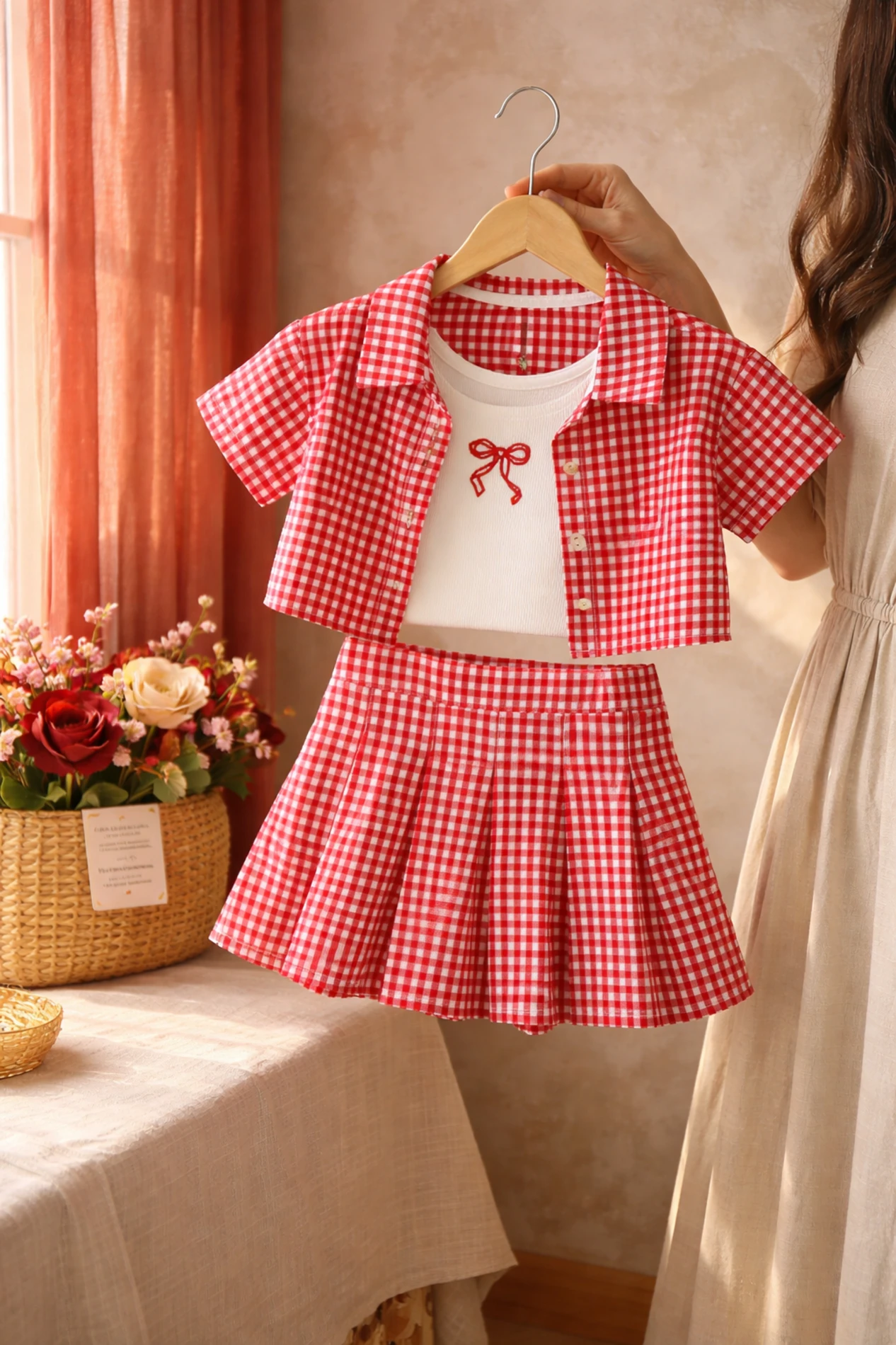 Lori Ekose Crop & Etek 3’lü Takım