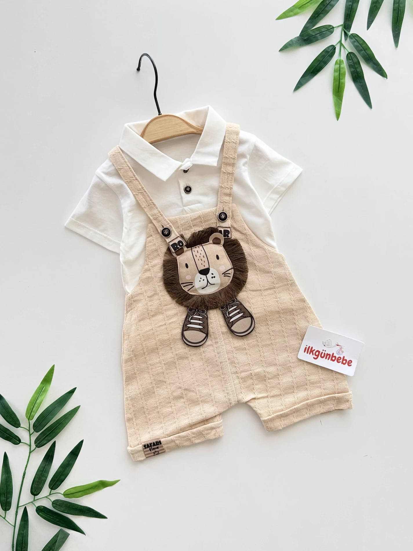 Aslan Nakışlı Müslin Salopet Body Set