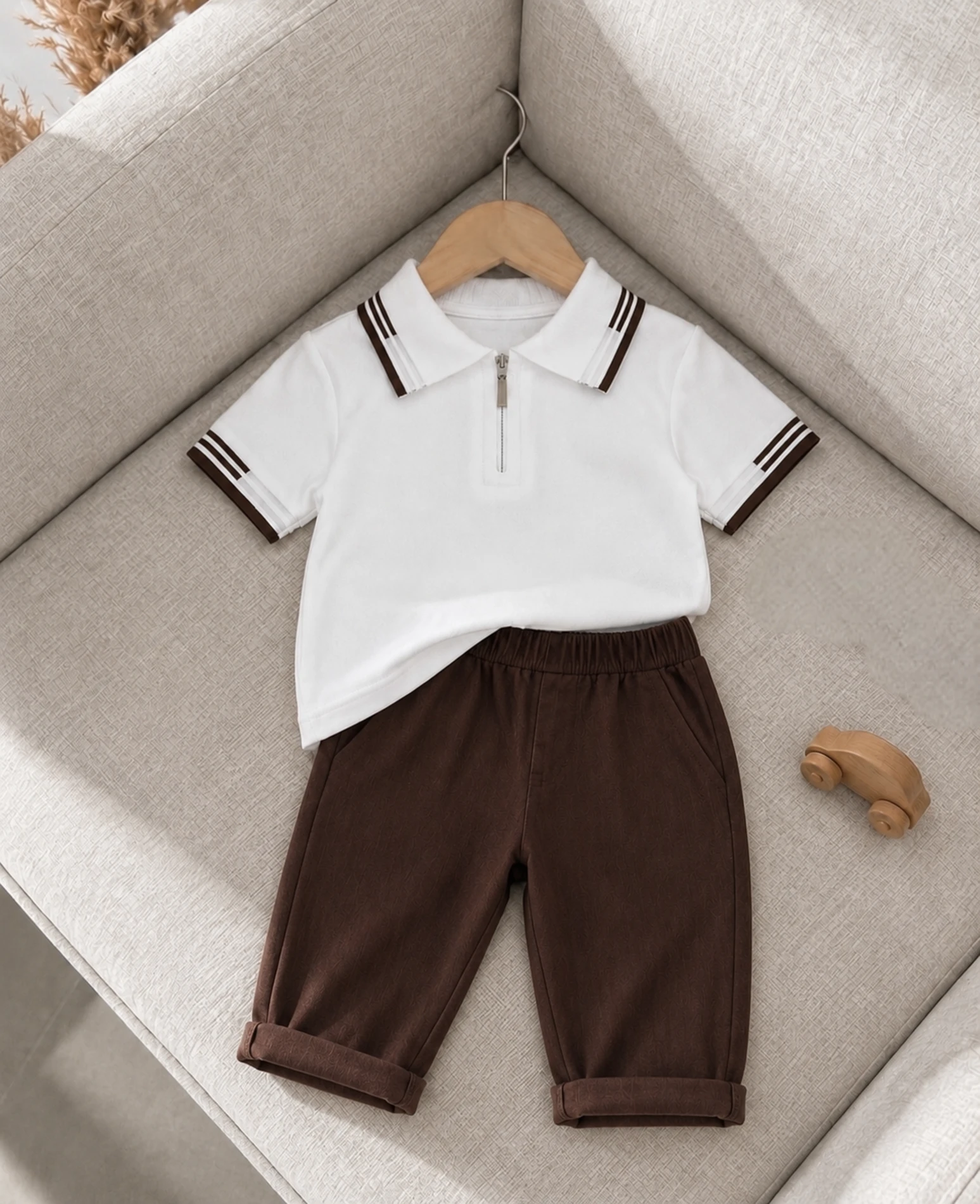 Classic Boy Polo Yaka Keten Takım