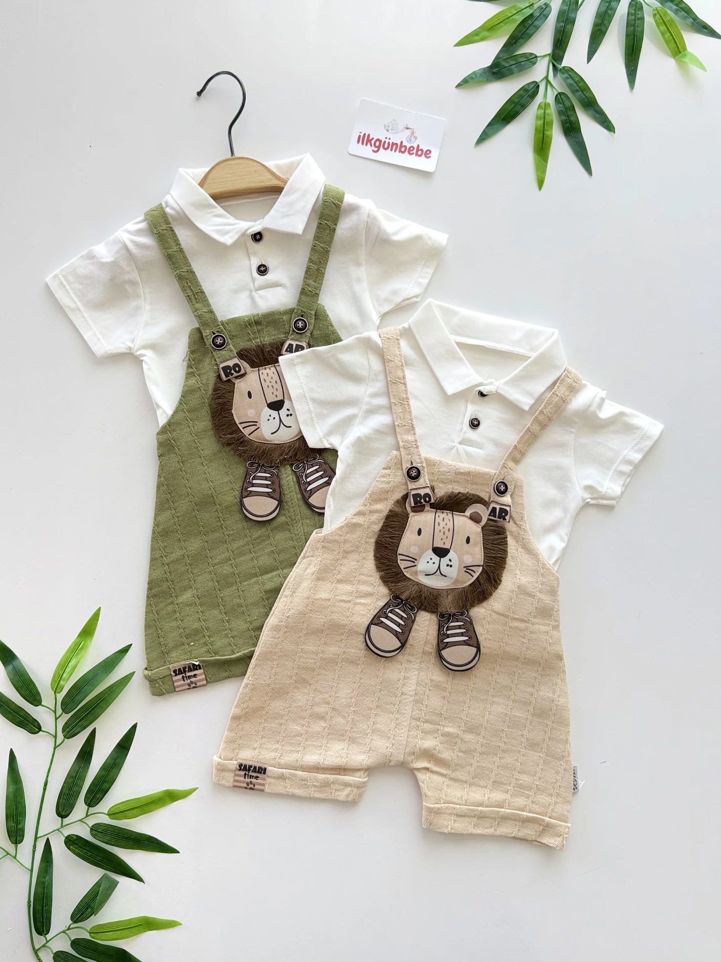 Aslan Nakışlı Müslin Salopet Body Set