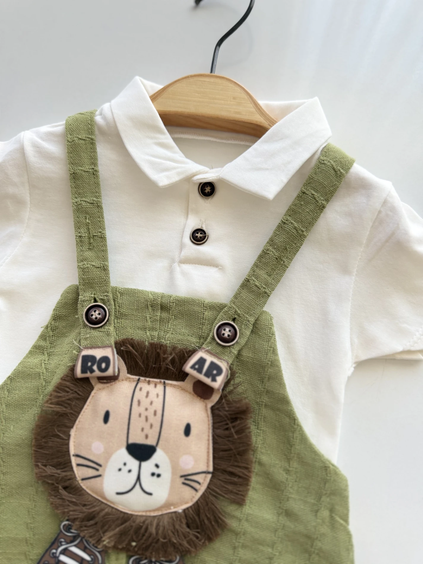 Aslan Nakışlı Müslin Salopet Body Set