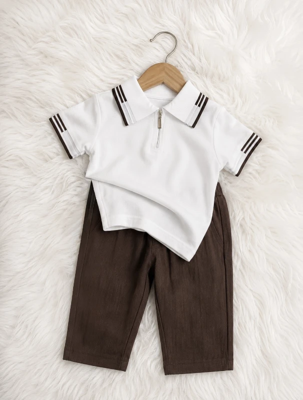 Classic Boy Polo Yaka Keten Takım
