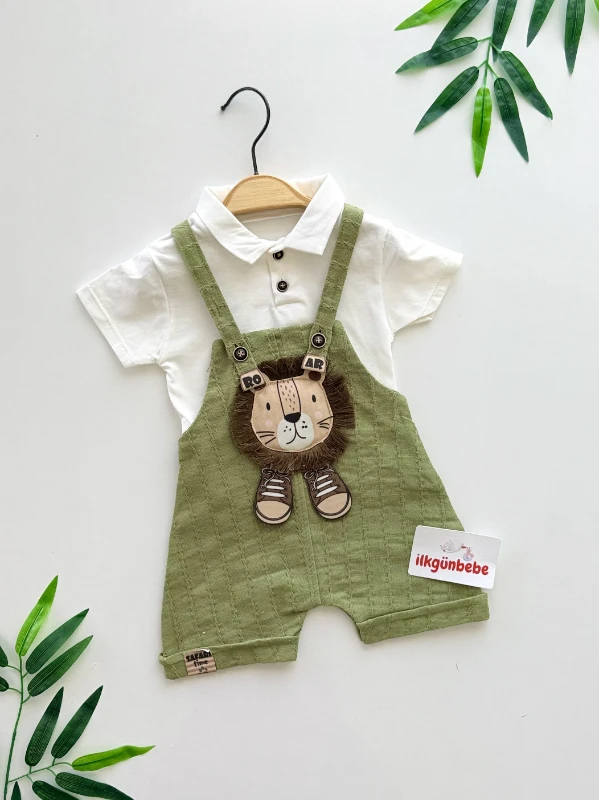 Aslan Nakışlı Müslin Salopet Body Set