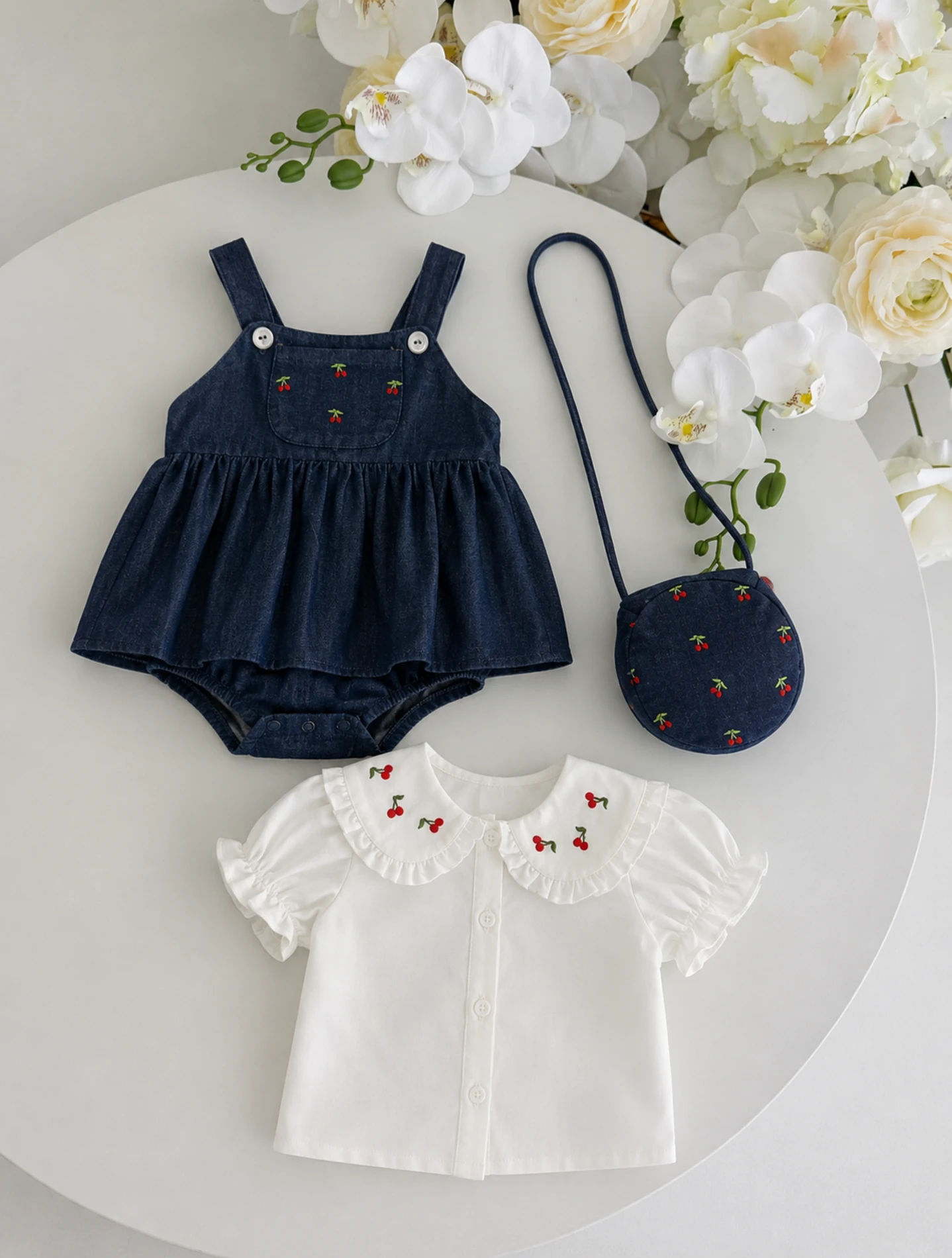 Cherry Denim Çantalı 3’lü Set