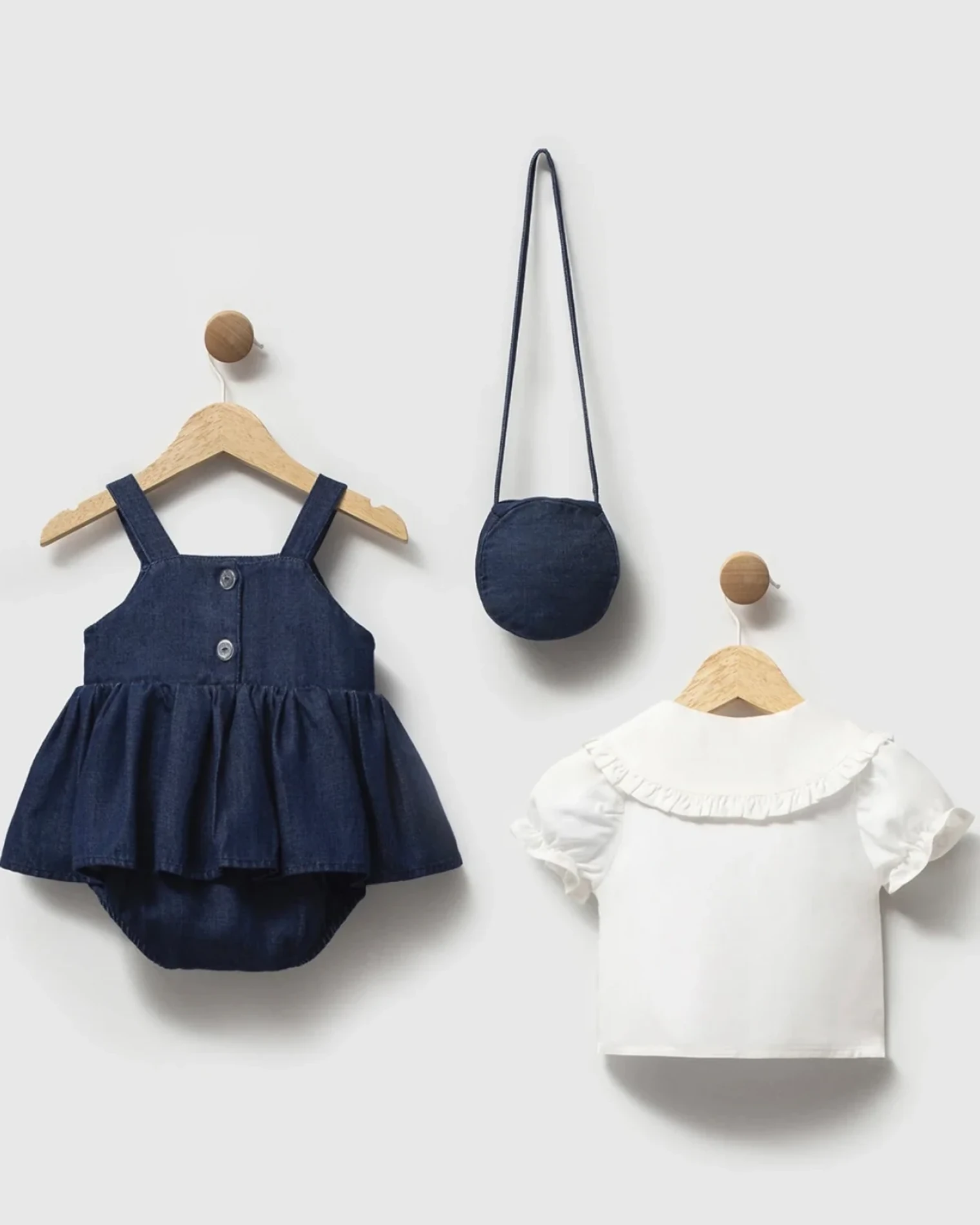 Cherry Denim Çantalı 3’lü Set