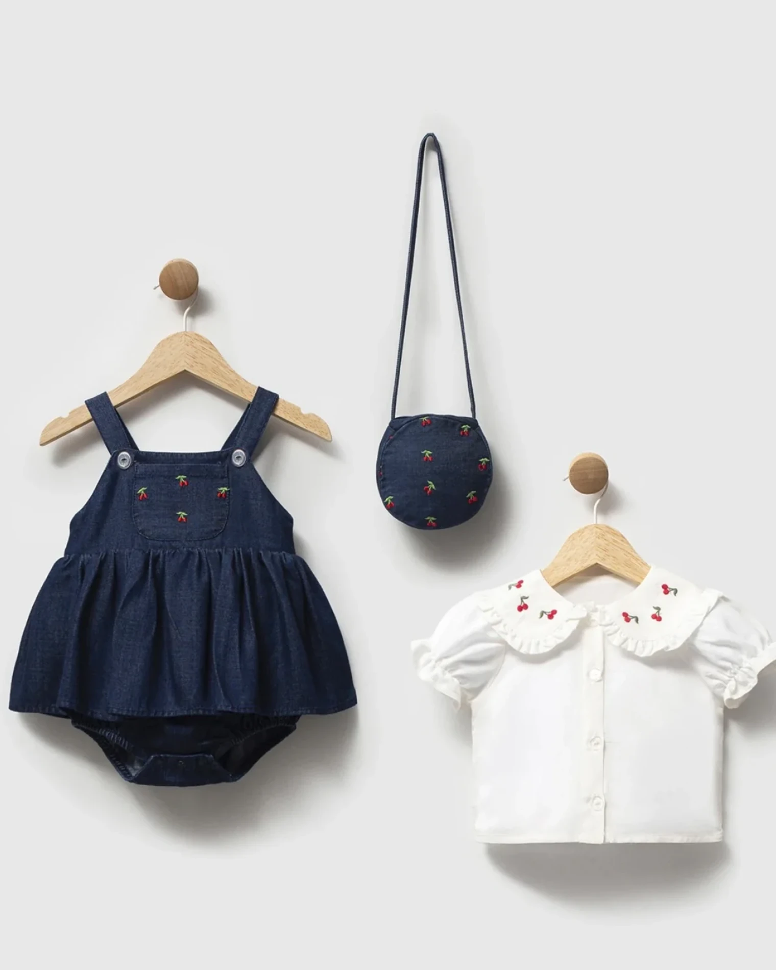 Cherry Denim Çantalı 3’lü Set