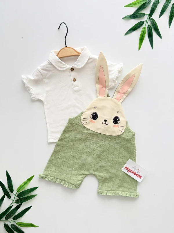 Tavşan Kulaklı  Askılı Muslin Şortlu Takım
