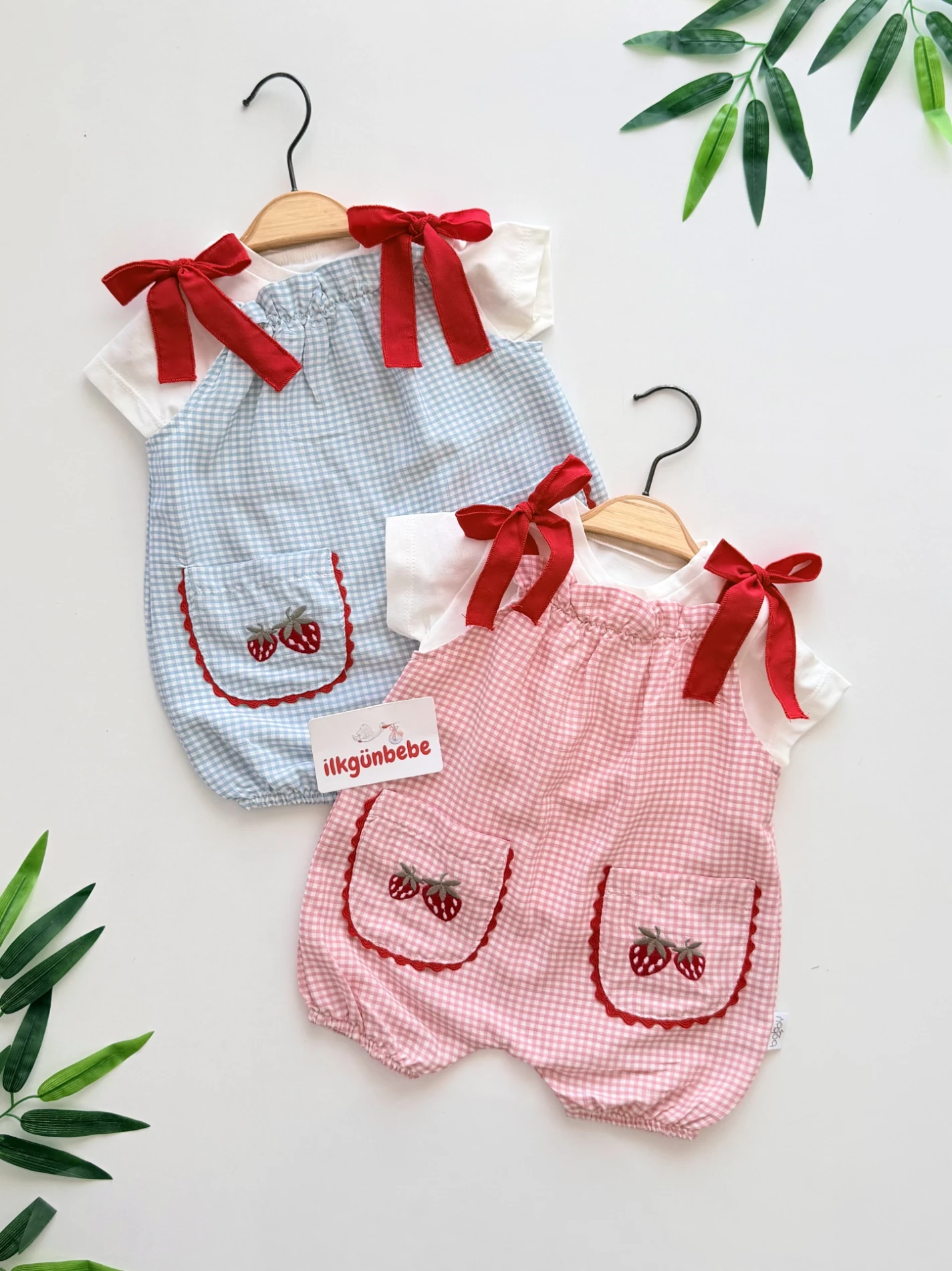 Strawberry Ekose Fiyonk Tulum & Body Set