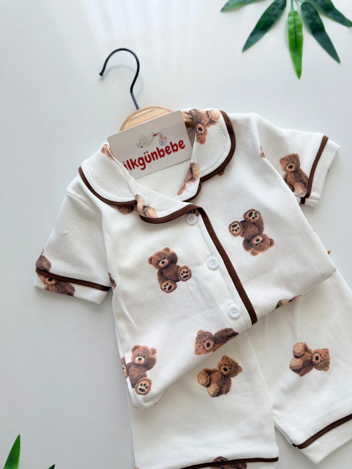 Teddy Pinterest %100 Pamuk Bebe Yaka Pijama