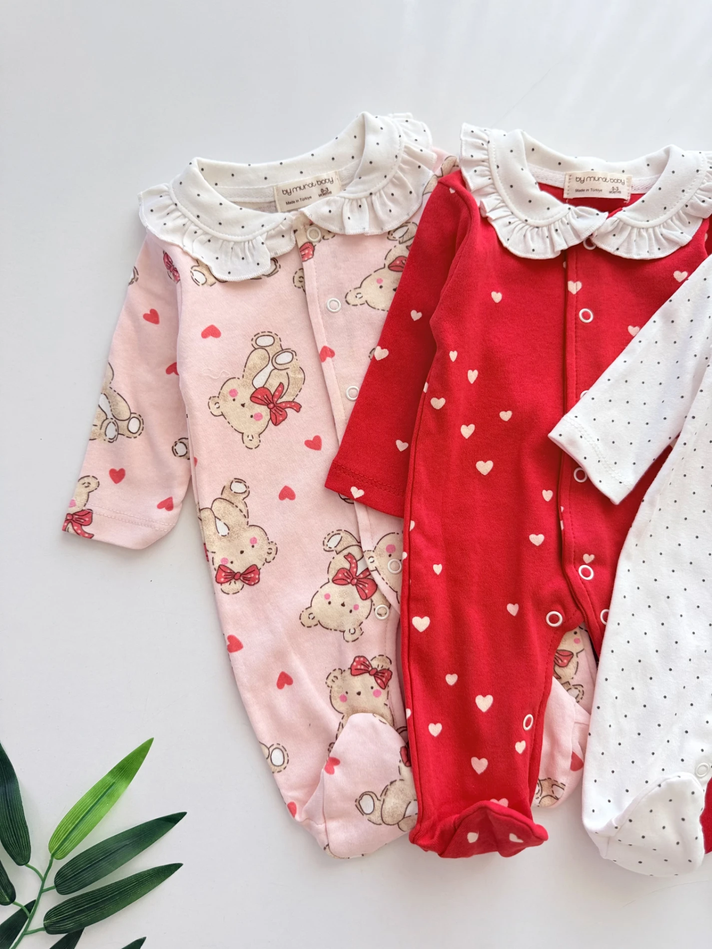 Teddy Kalp Desenli %100 Pamuk 3’lü Tulum Set