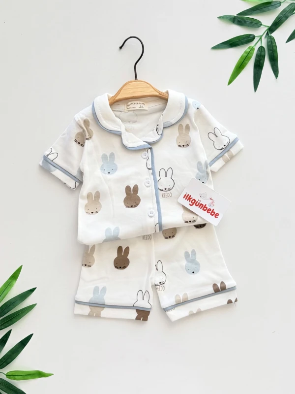 Tavşan Pinterest %100 Pamuk Bebe Yaka Pijama